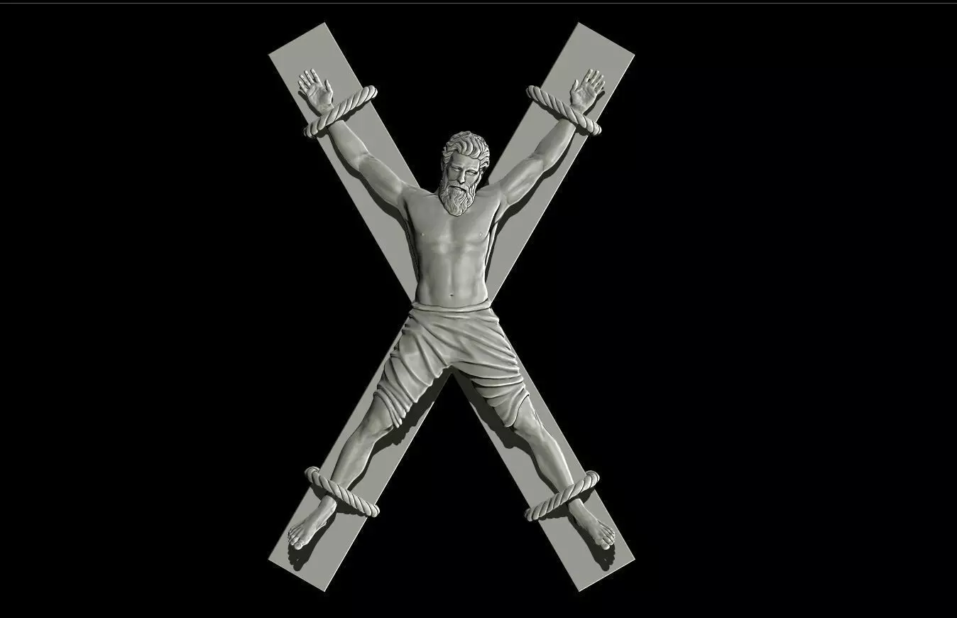 Realistic sculpture crucifix  3D print model_0