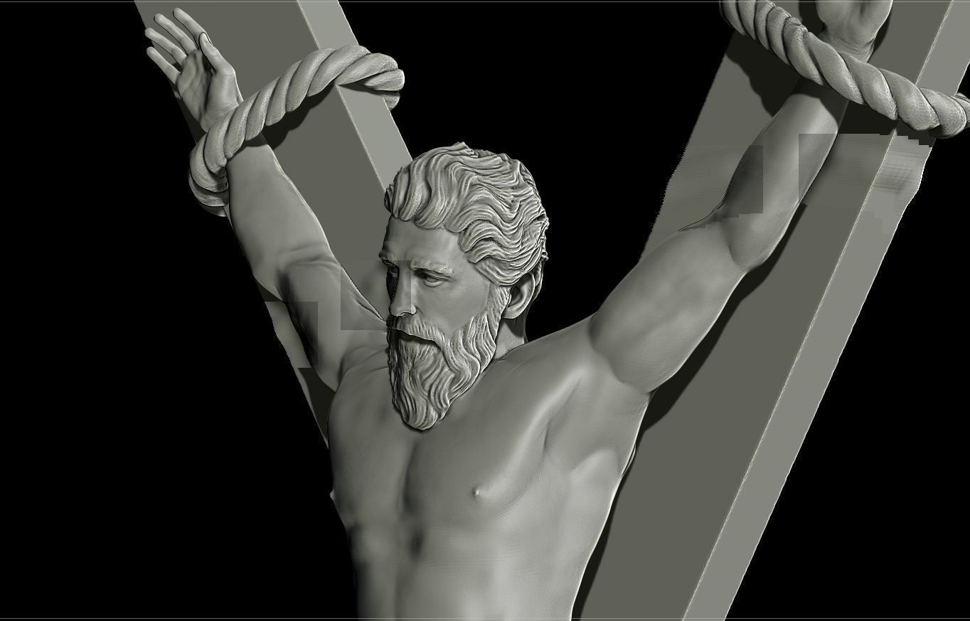 Realistic sculpture crucifix  3D print model_3