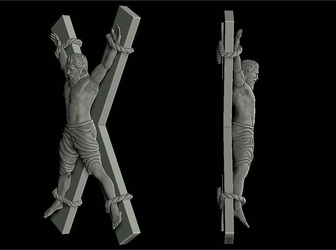 Realistic sculpture crucifix  3D print model_2