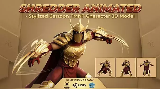 Shredder Animated Stylized Cartoon TMNT 