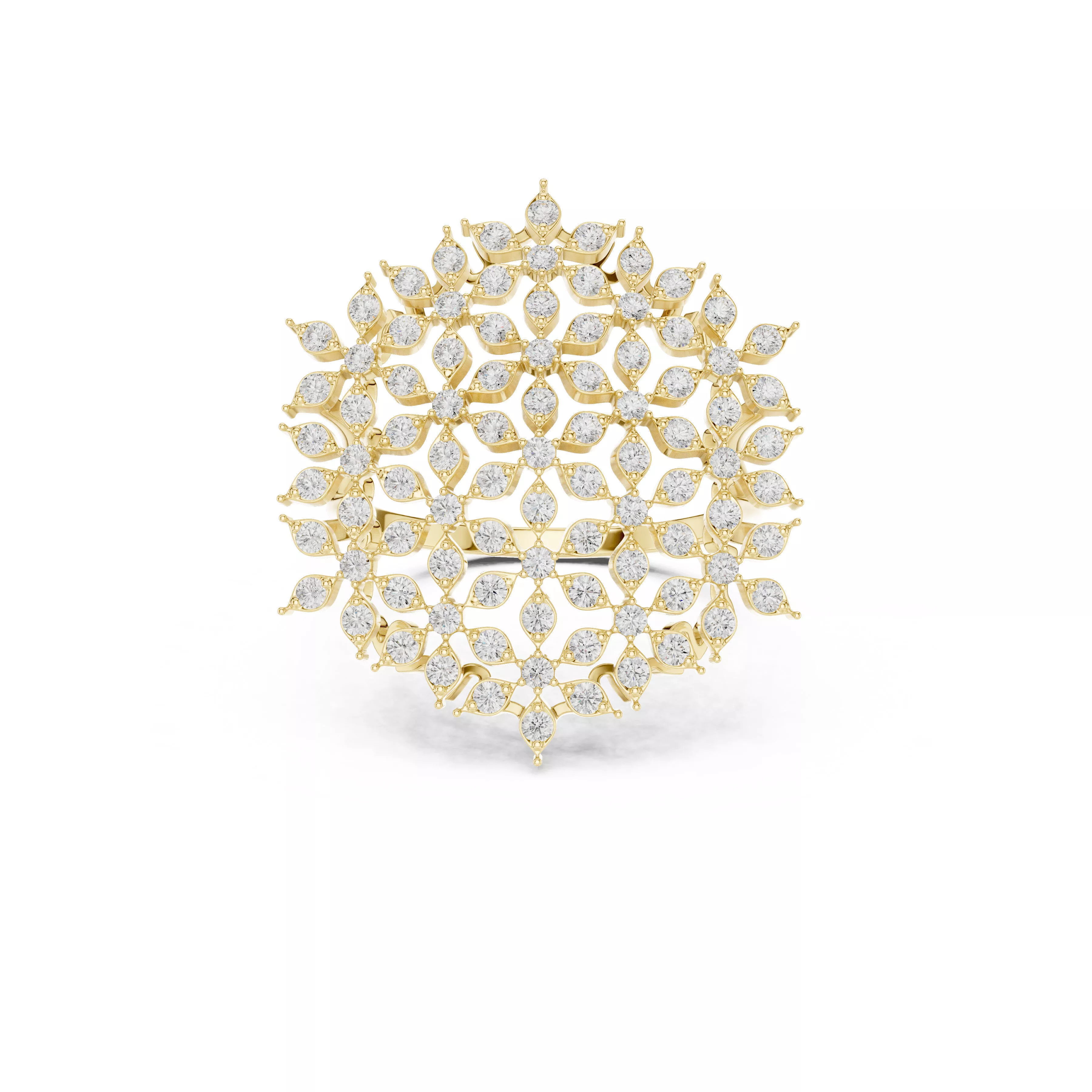 Snowflake Marquise Diamond Cluster Cocktail Ring CAD 3D print model