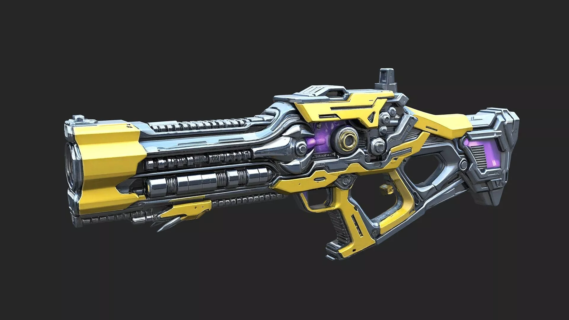 Futuristic Energy Rifle - Yellow High-Energy Sci-Fi Design 3D model