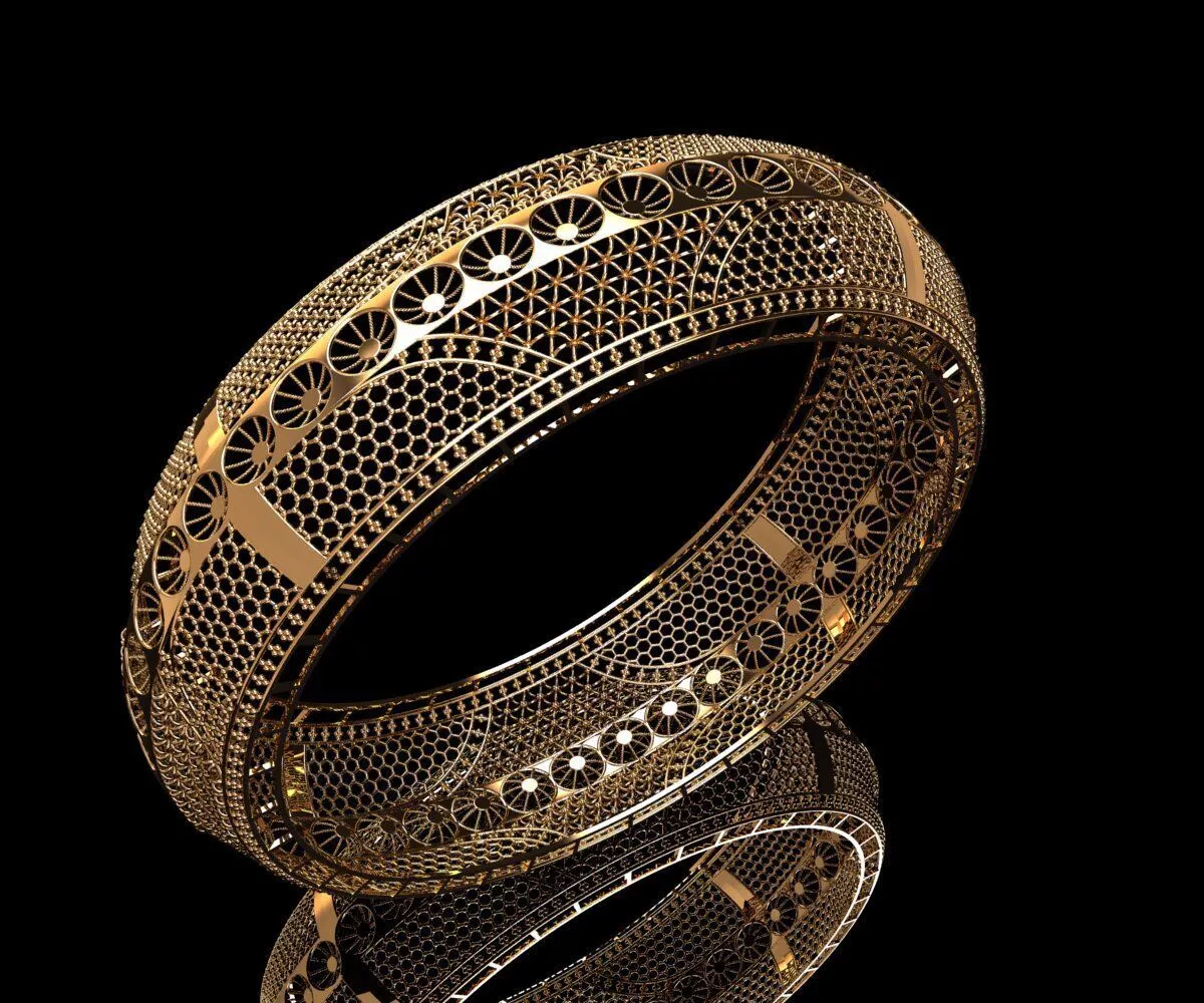 1562 Hex Circle Filigree Bangle 62MM-19gm 3D print model