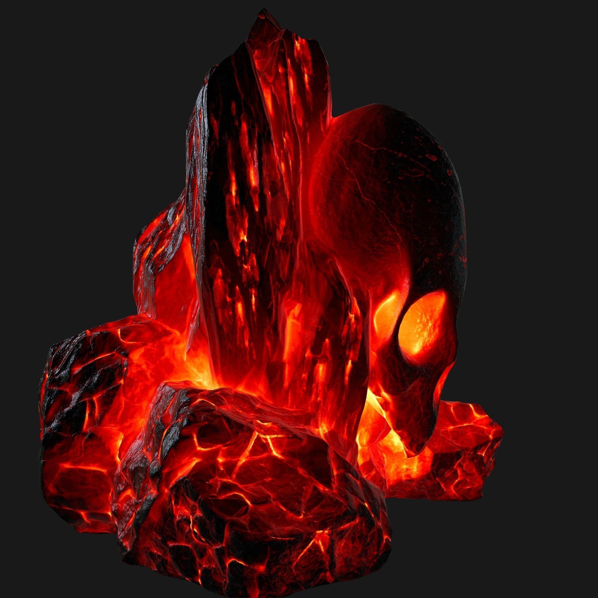 lava skull rock Low-poly 3D model_2