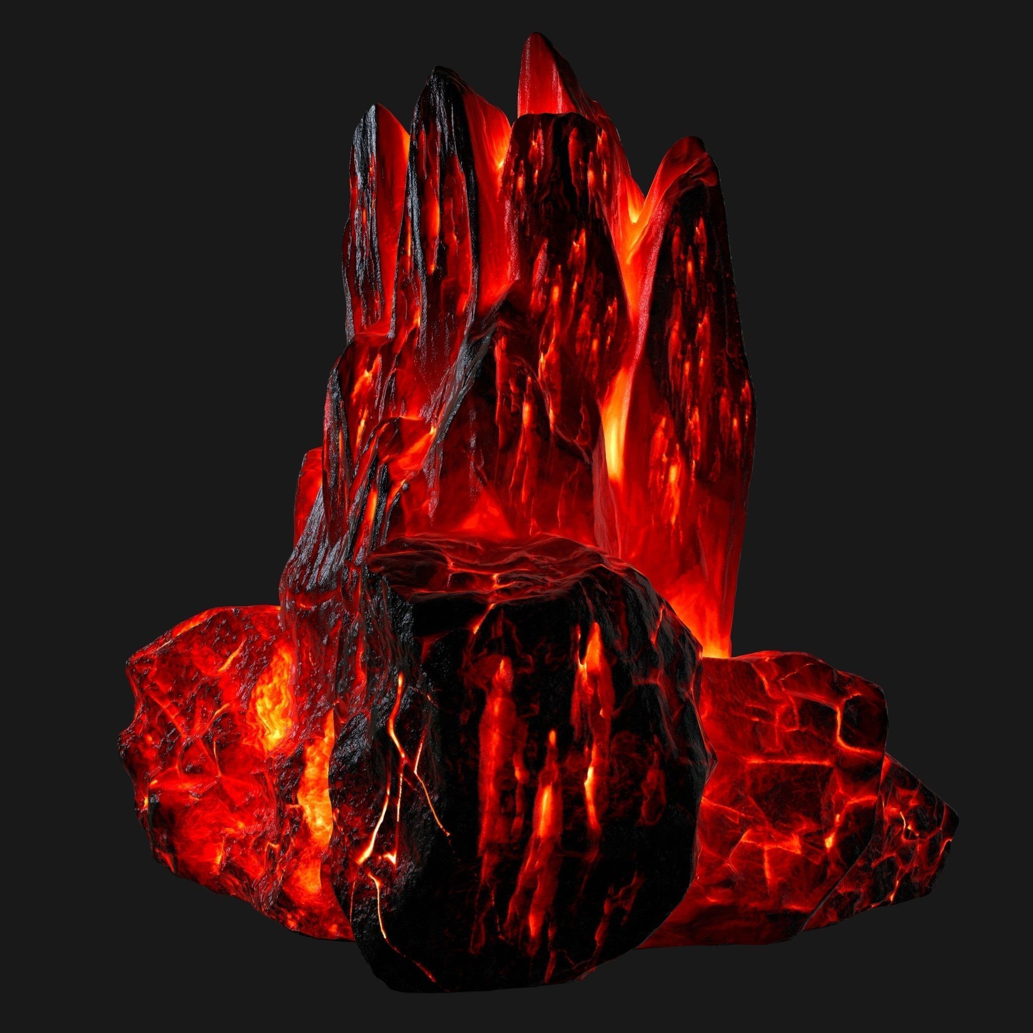 lava skull rock Low-poly 3D model_4