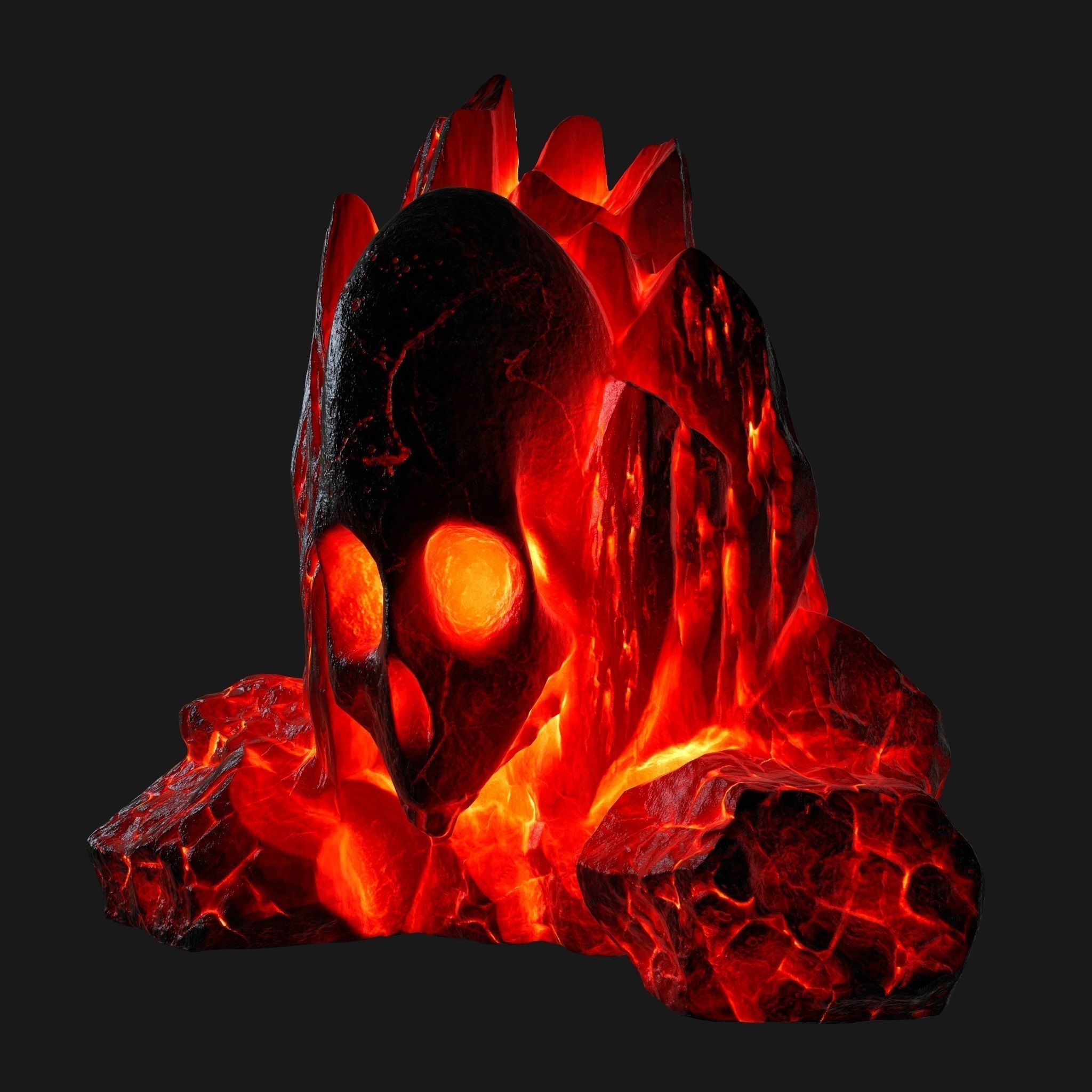 lava skull rock Low-poly 3D model_9