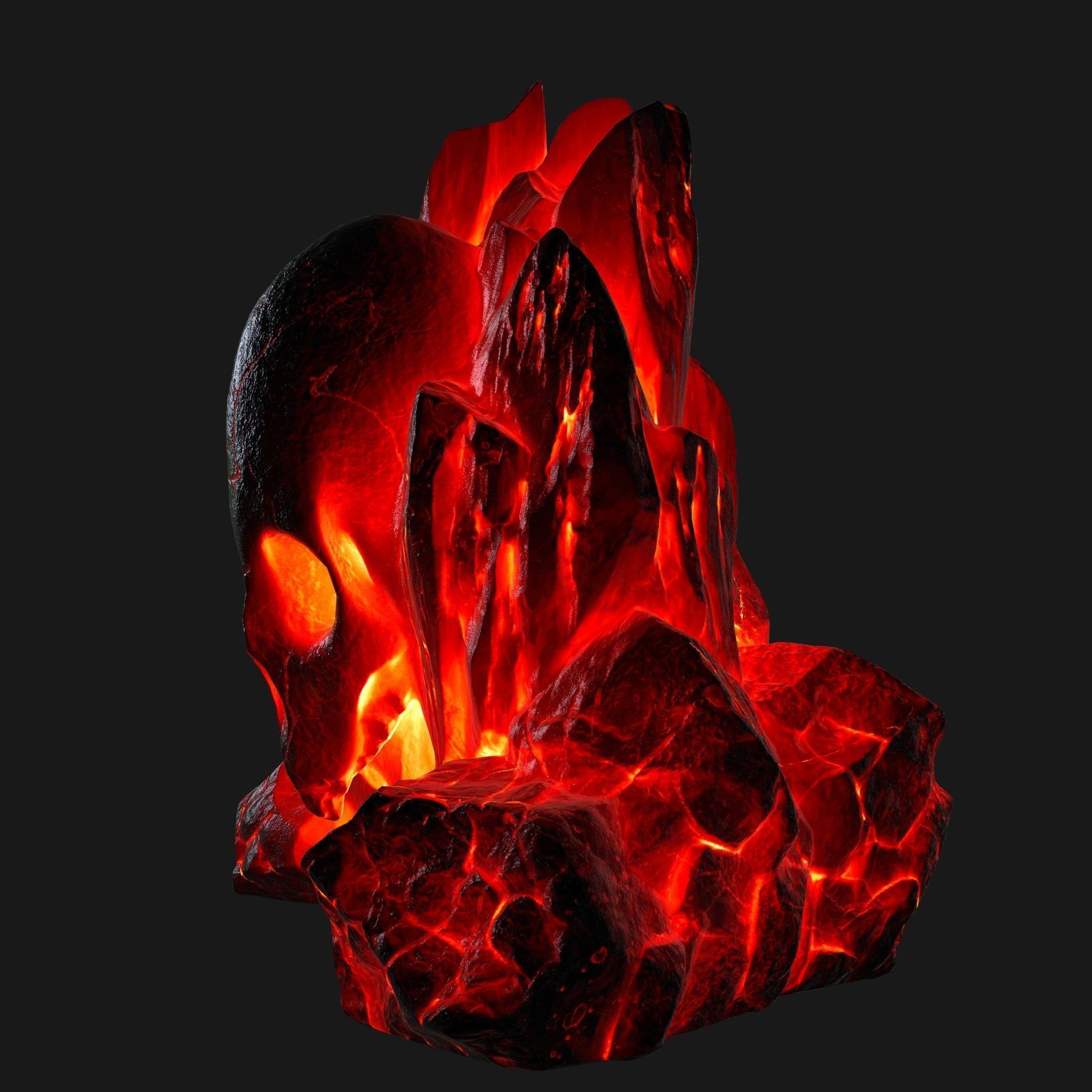 lava skull rock Low-poly 3D model_8