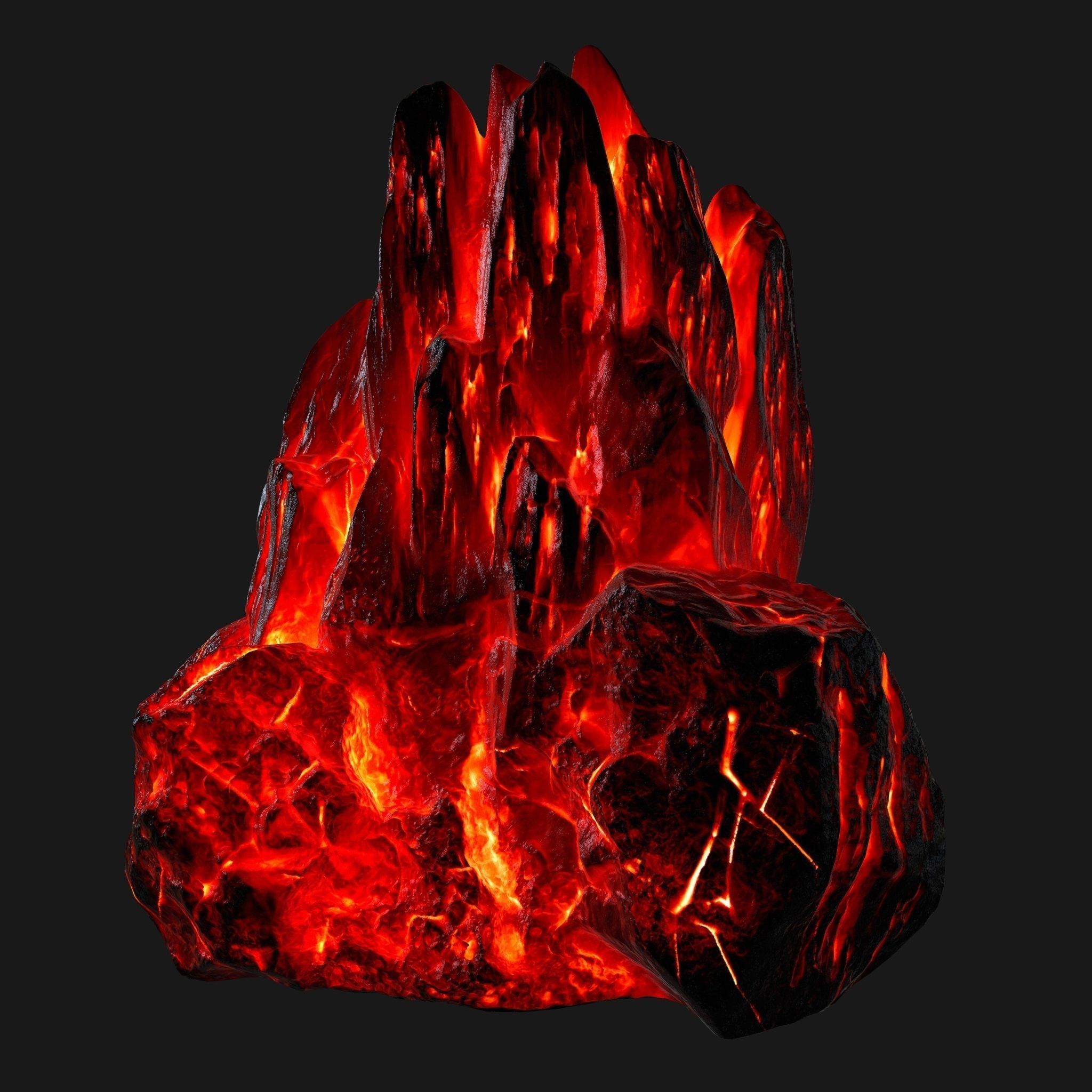 lava skull rock Low-poly 3D model_5