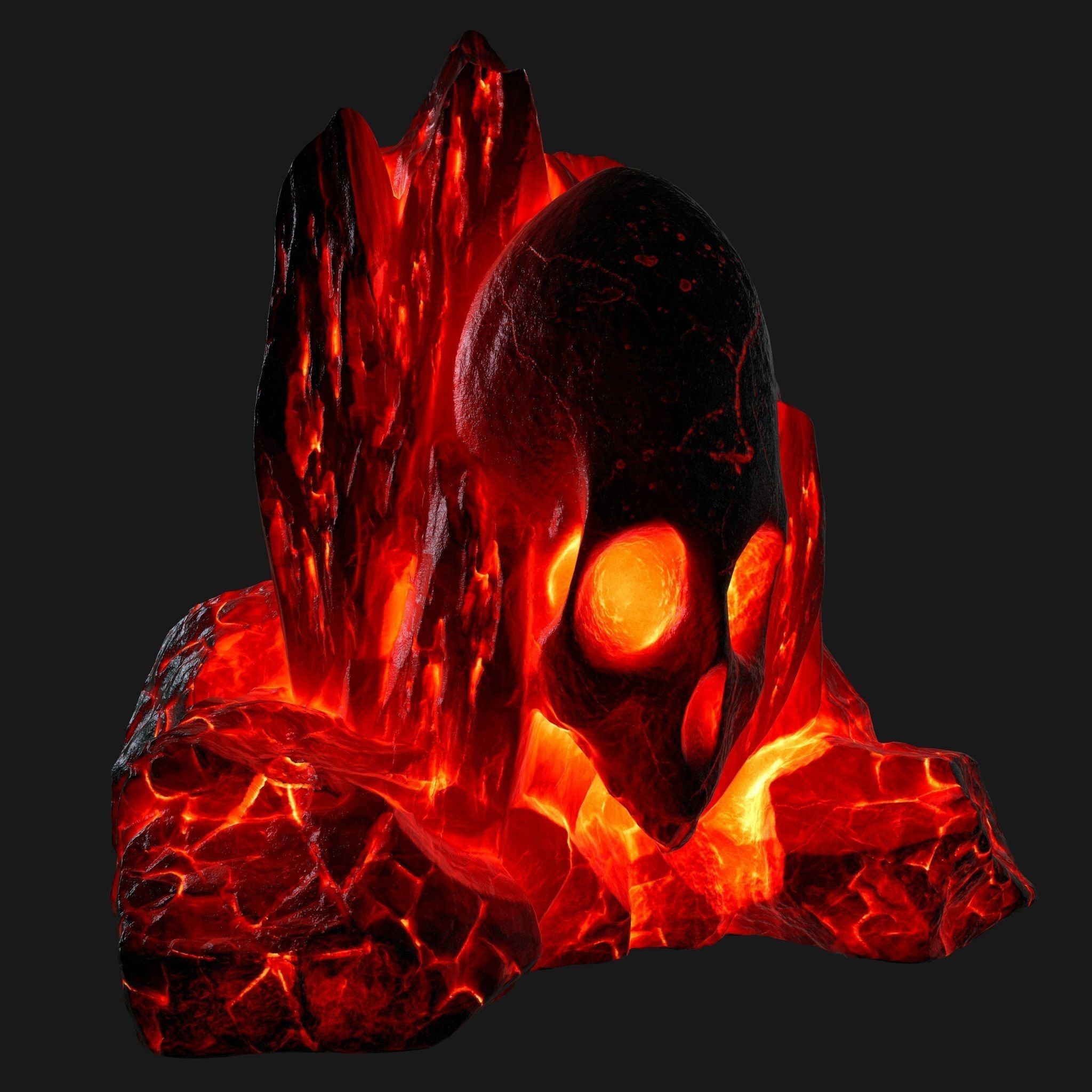 lava skull rock Low-poly 3D model_1