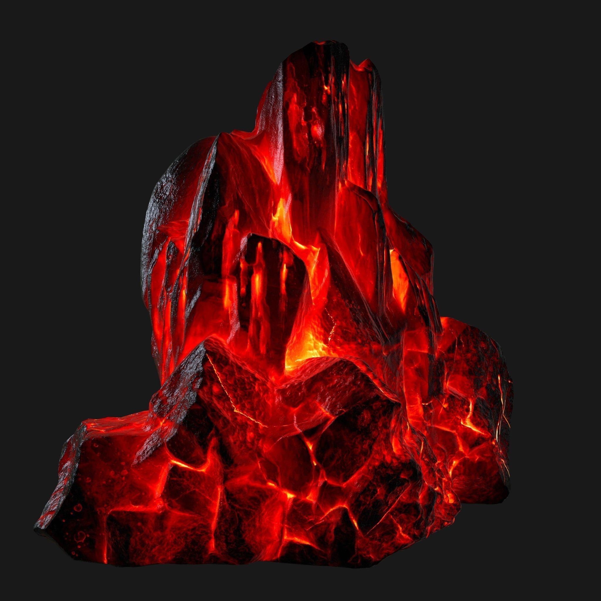 lava skull rock Low-poly 3D model_7