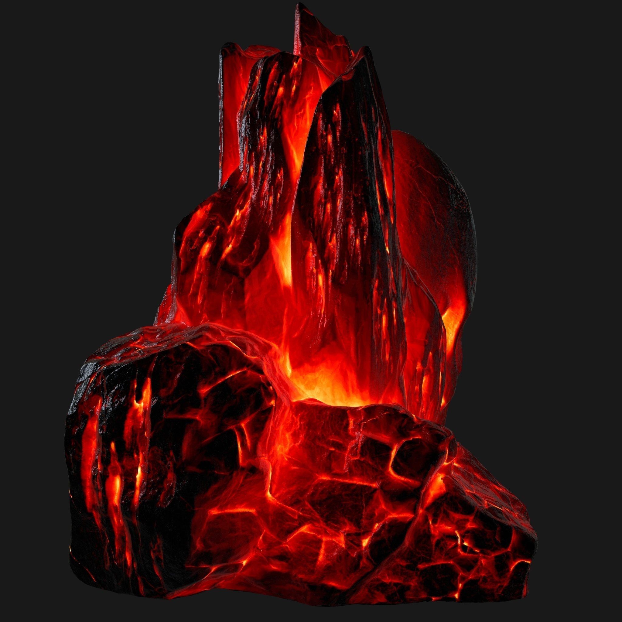 lava skull rock Low-poly 3D model_3