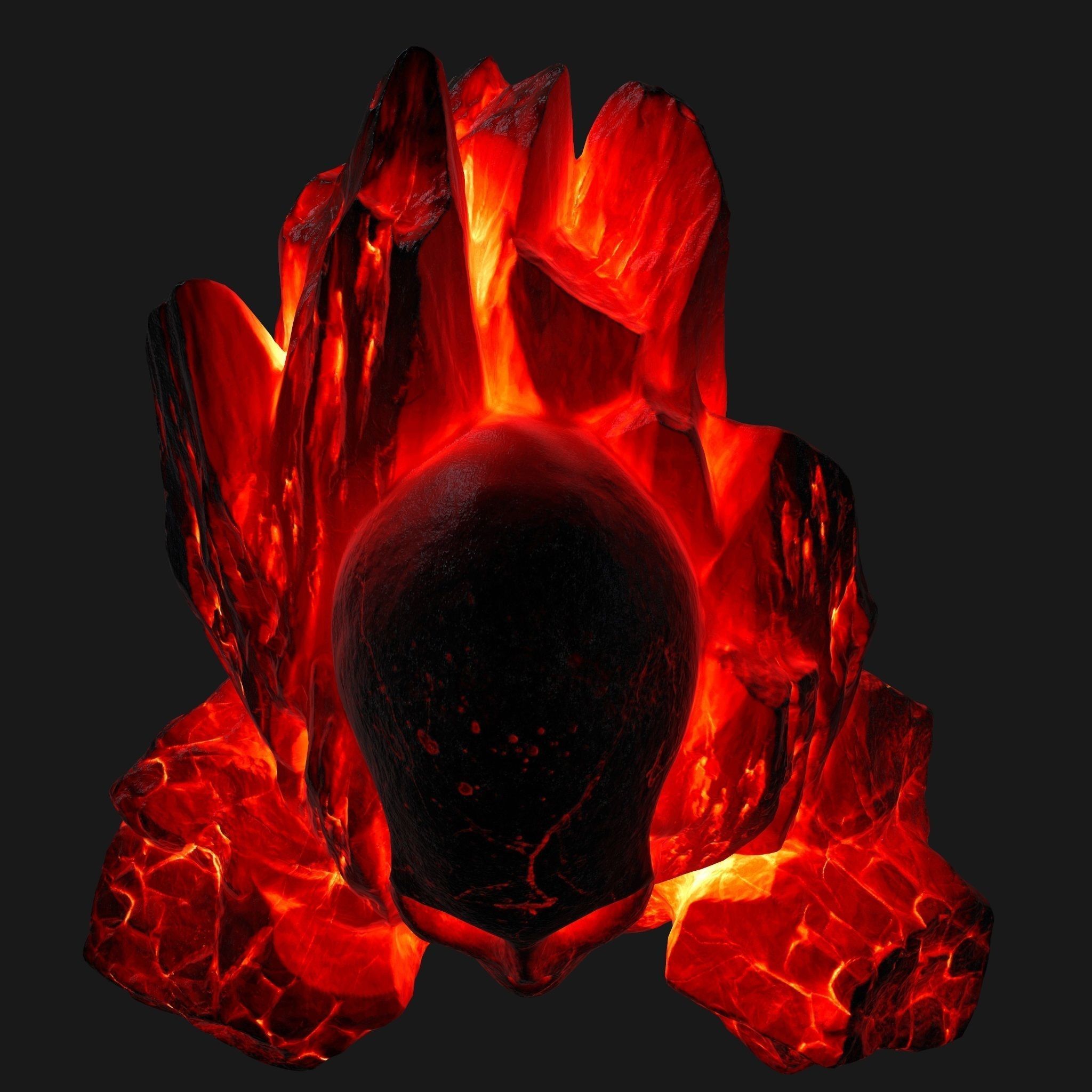 lava skull rock Low-poly 3D model_10