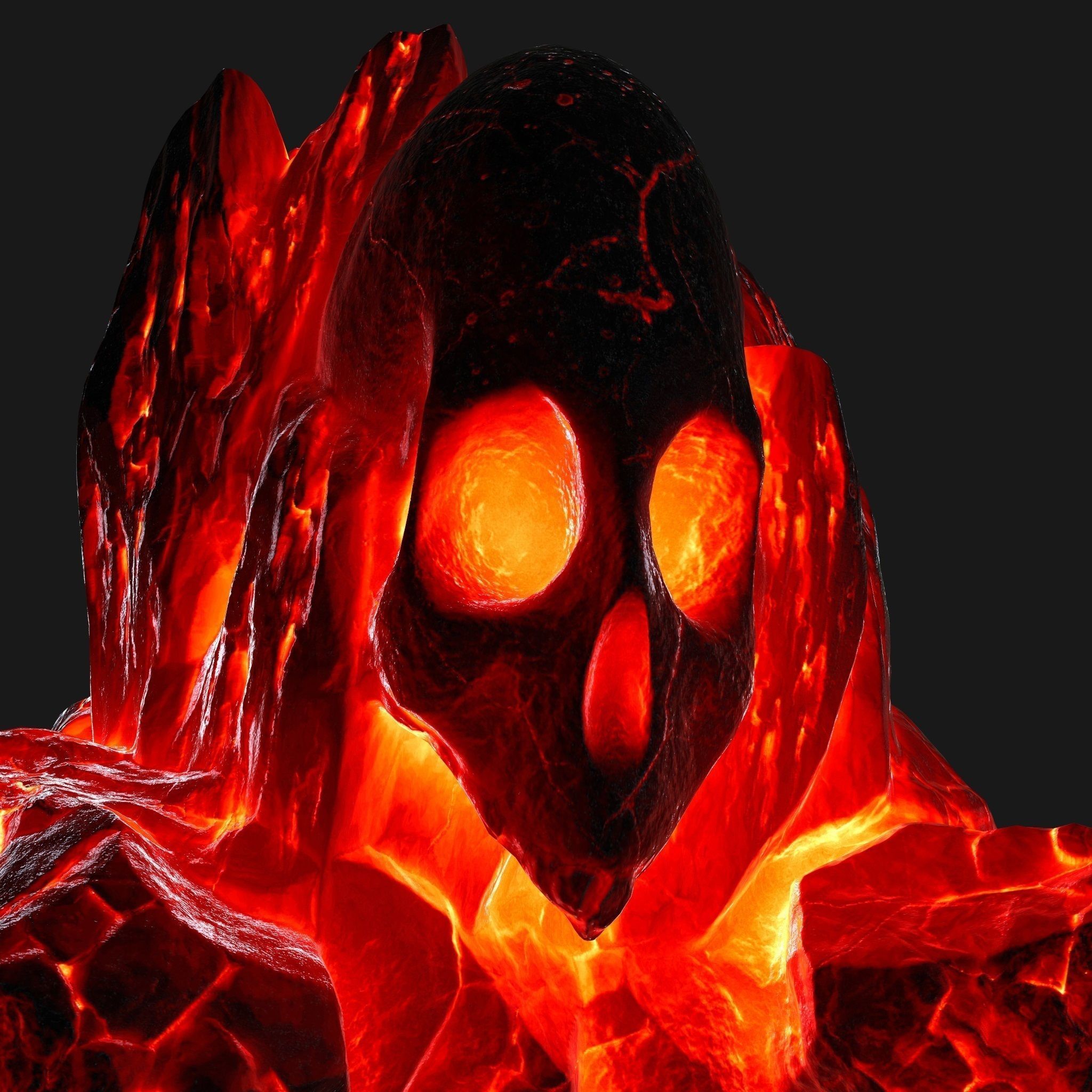 lava skull rock Low-poly 3D model_15