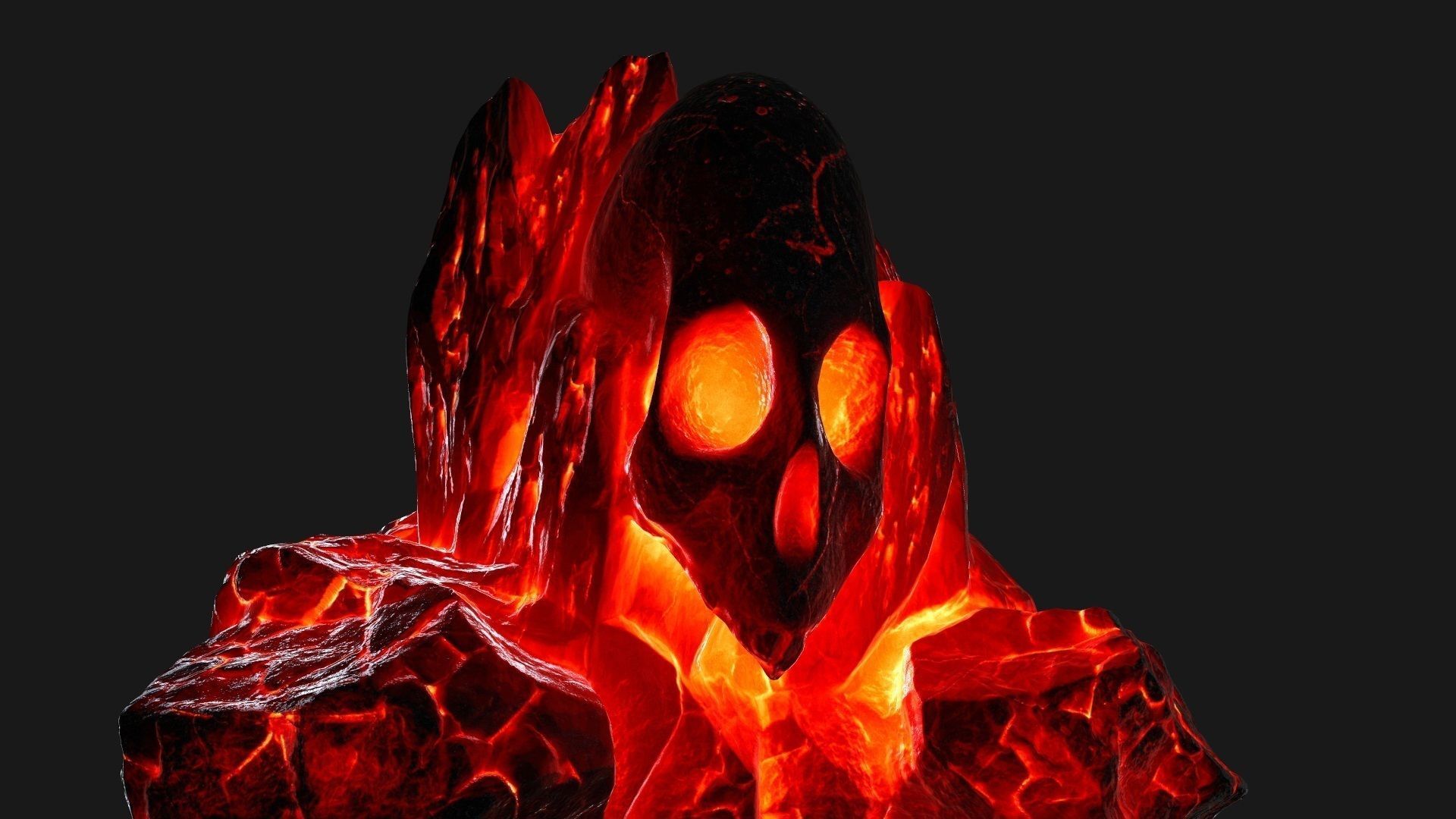 lava skull rock Low-poly 3D model_12