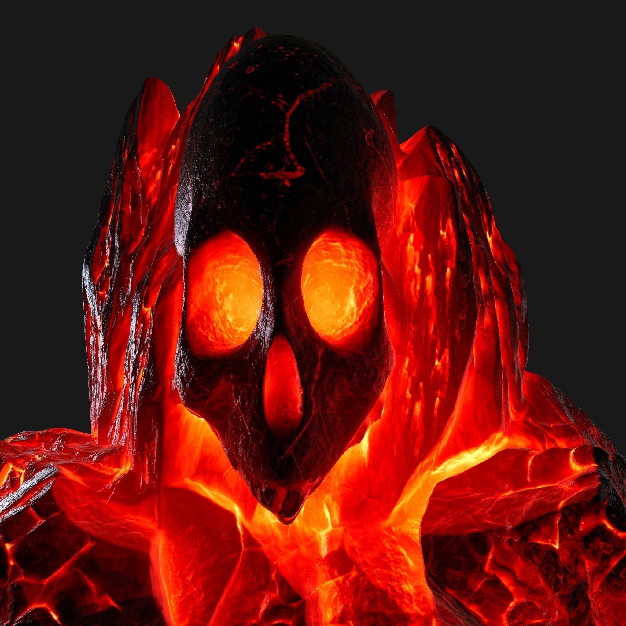 lava skull rock Low-poly 3D model_13