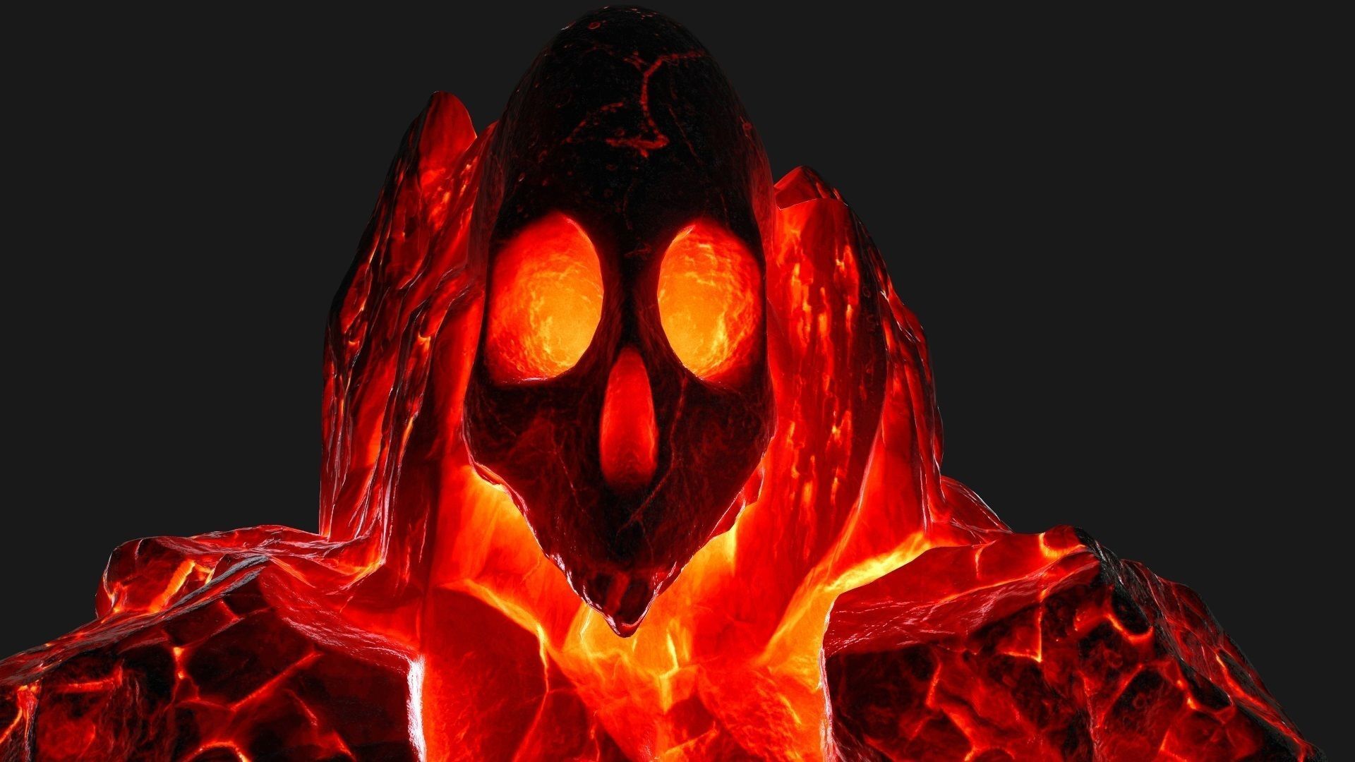 lava skull rock Low-poly 3D model_11