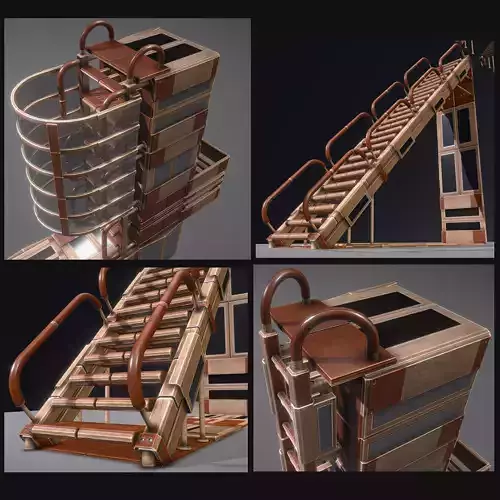 Modular Wood Ladders and Stairs Pack Low-poly 3D model