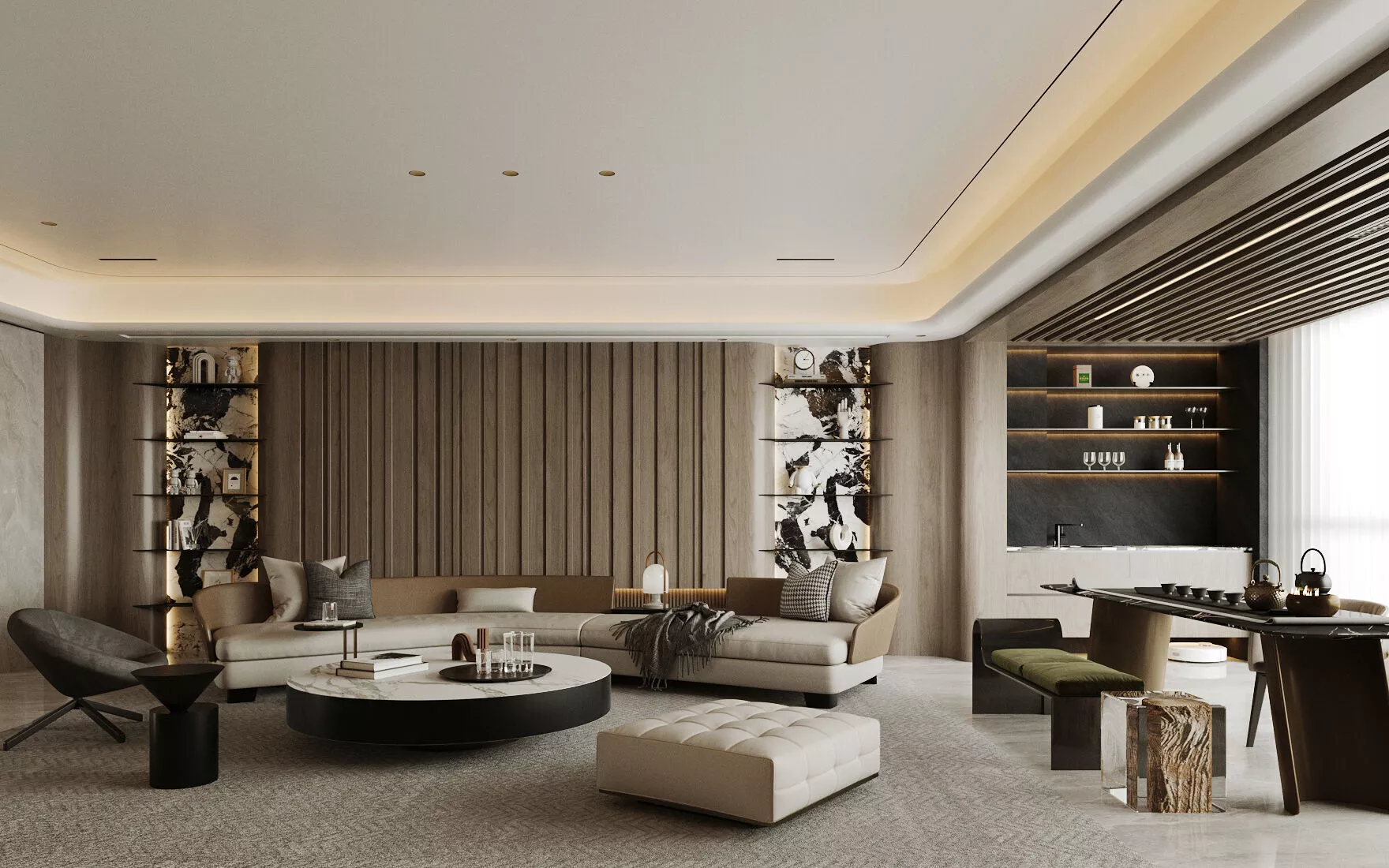 Italian-style living and dining room 3D model