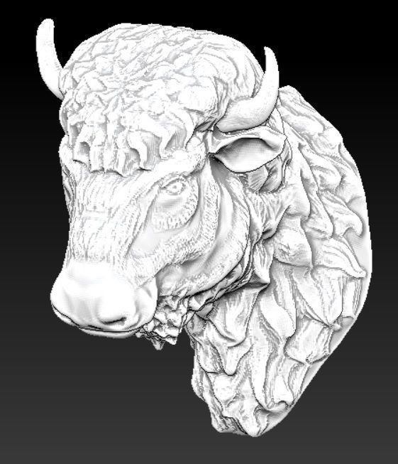 Bison Buffalo Head Sculpture 3D print model_1