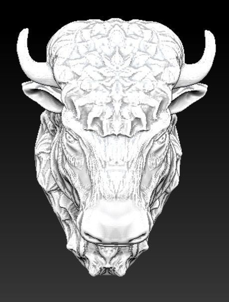 Bison Buffalo Head Sculpture 3D print model_2