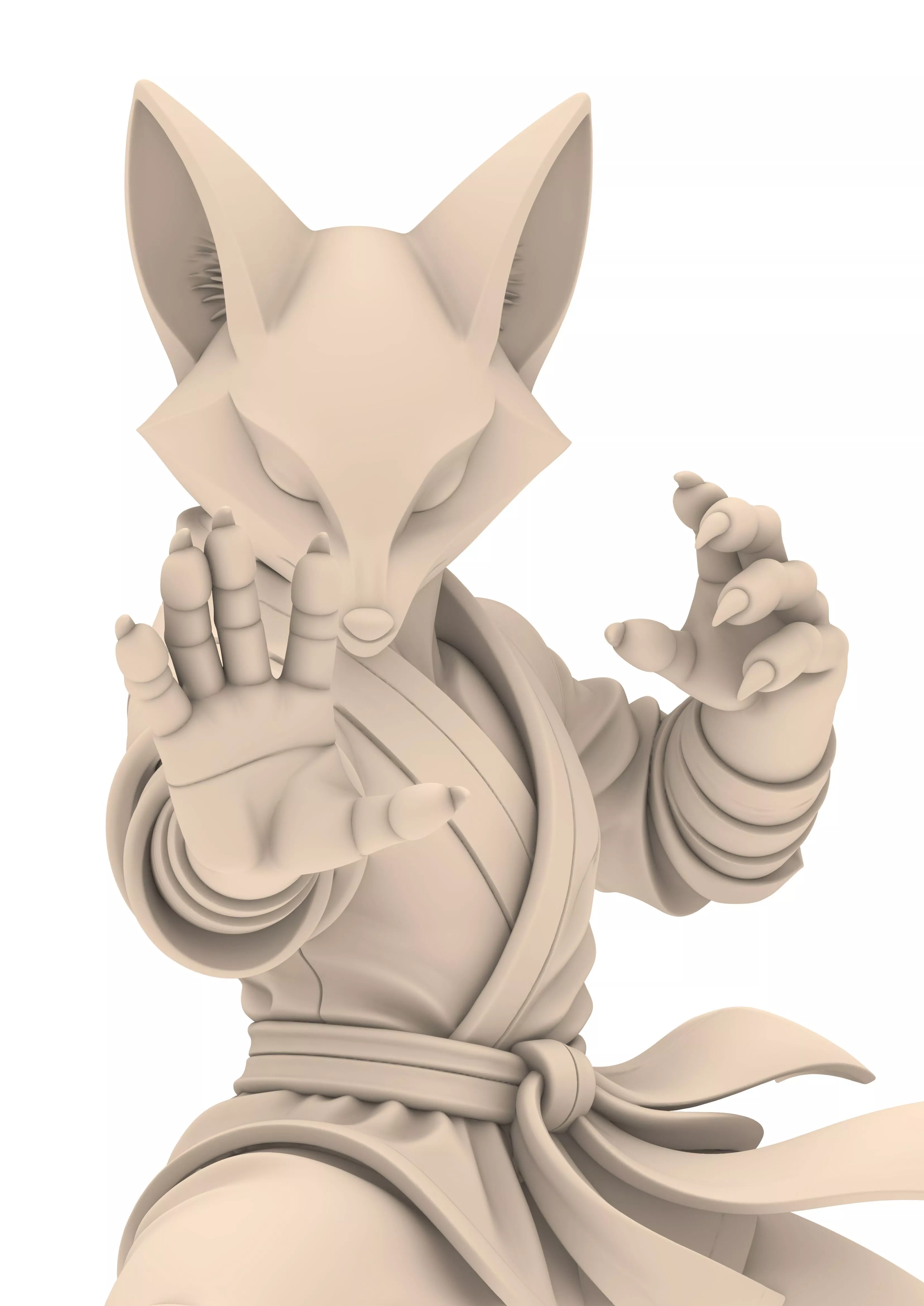 Mystic Fox Monk Fuchs Moench Kitsune Meditations Figur 3D print model