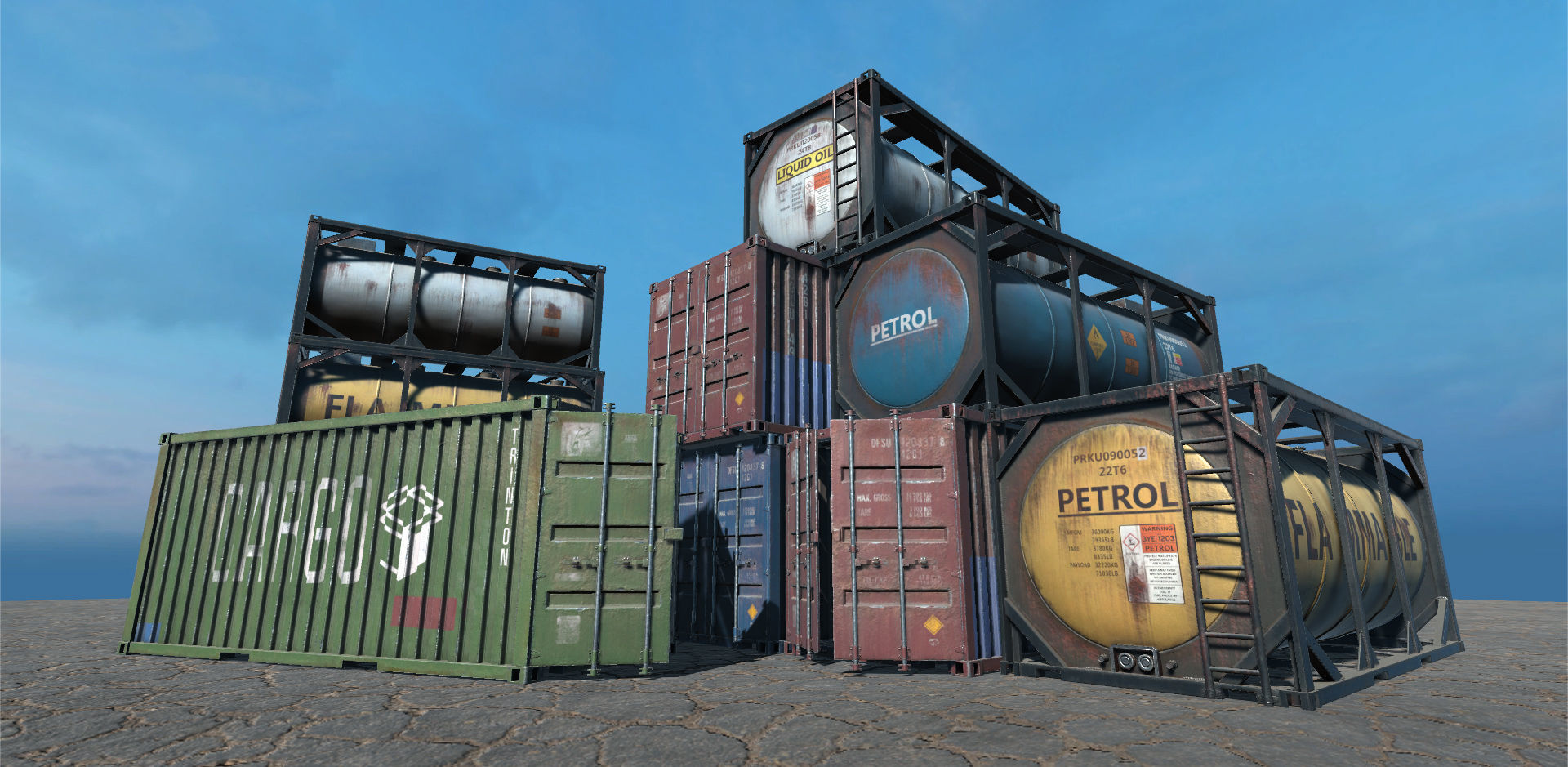 PBR RPG FPS Game Assets Industrial Set v1 Low-poly 3D model_2