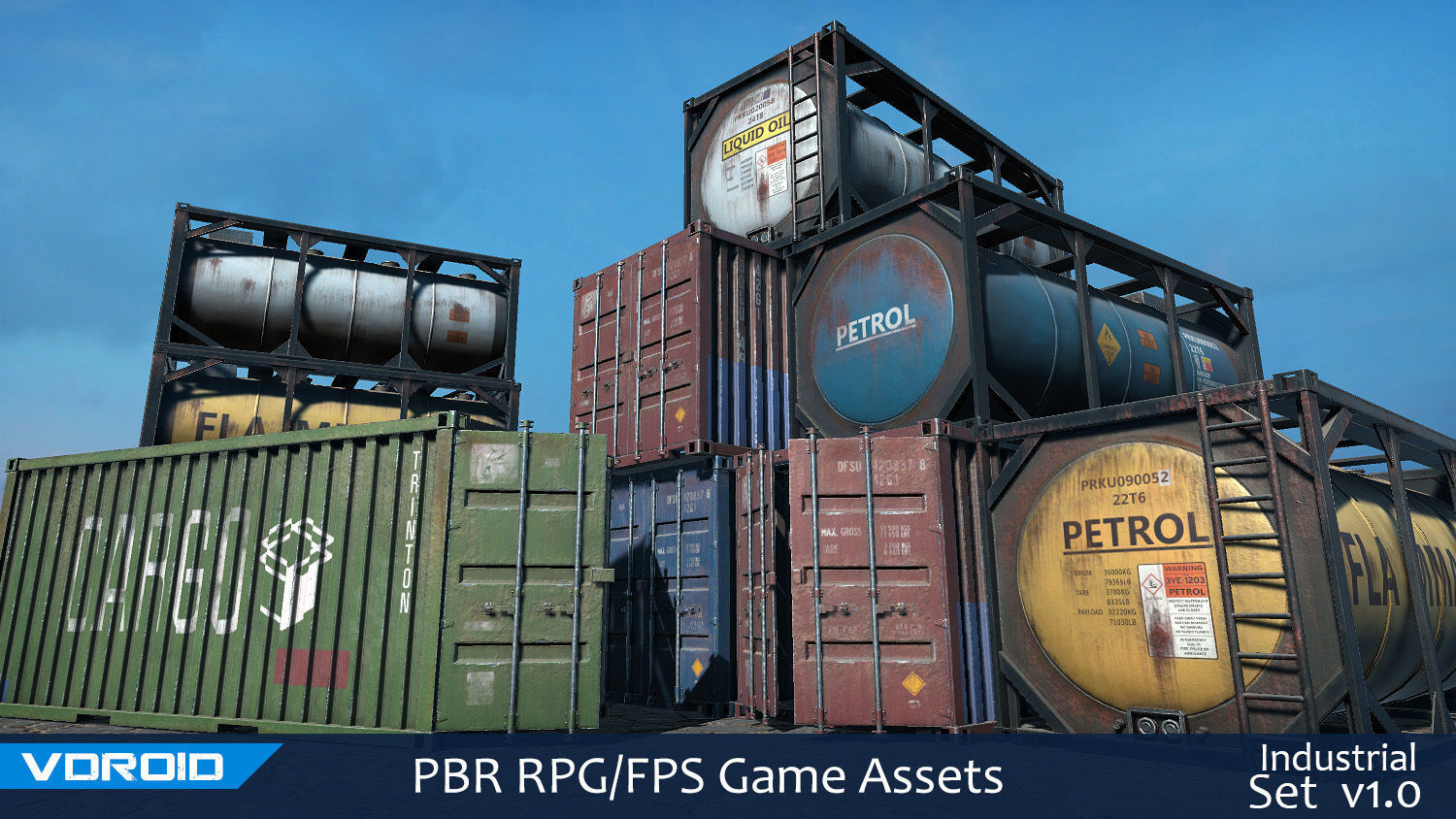 PBR RPG FPS Game Assets Industrial Set v1 Low-poly 3D model_0