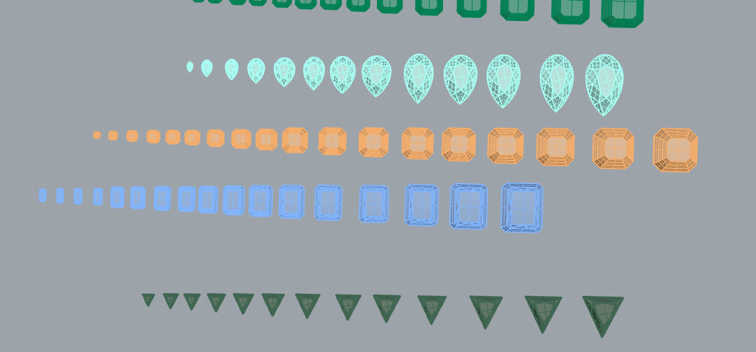 a Package of 320 Stones all shapes and sizes diamonds and gems 3D print model_14