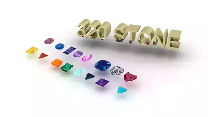 a Package of 320 Stones all shapes and sizes diamonds and gems 3D print model