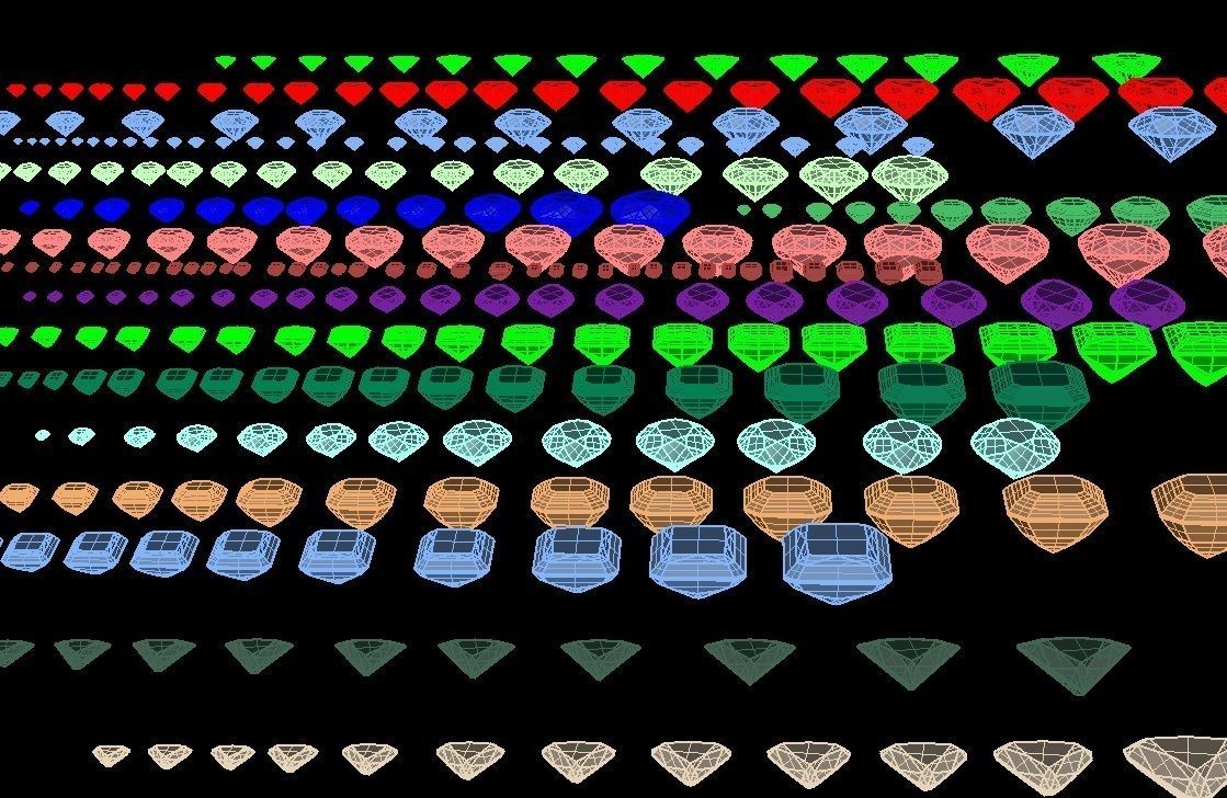 a Package of 320 Stones all shapes and sizes diamonds and gems 3D print model_2