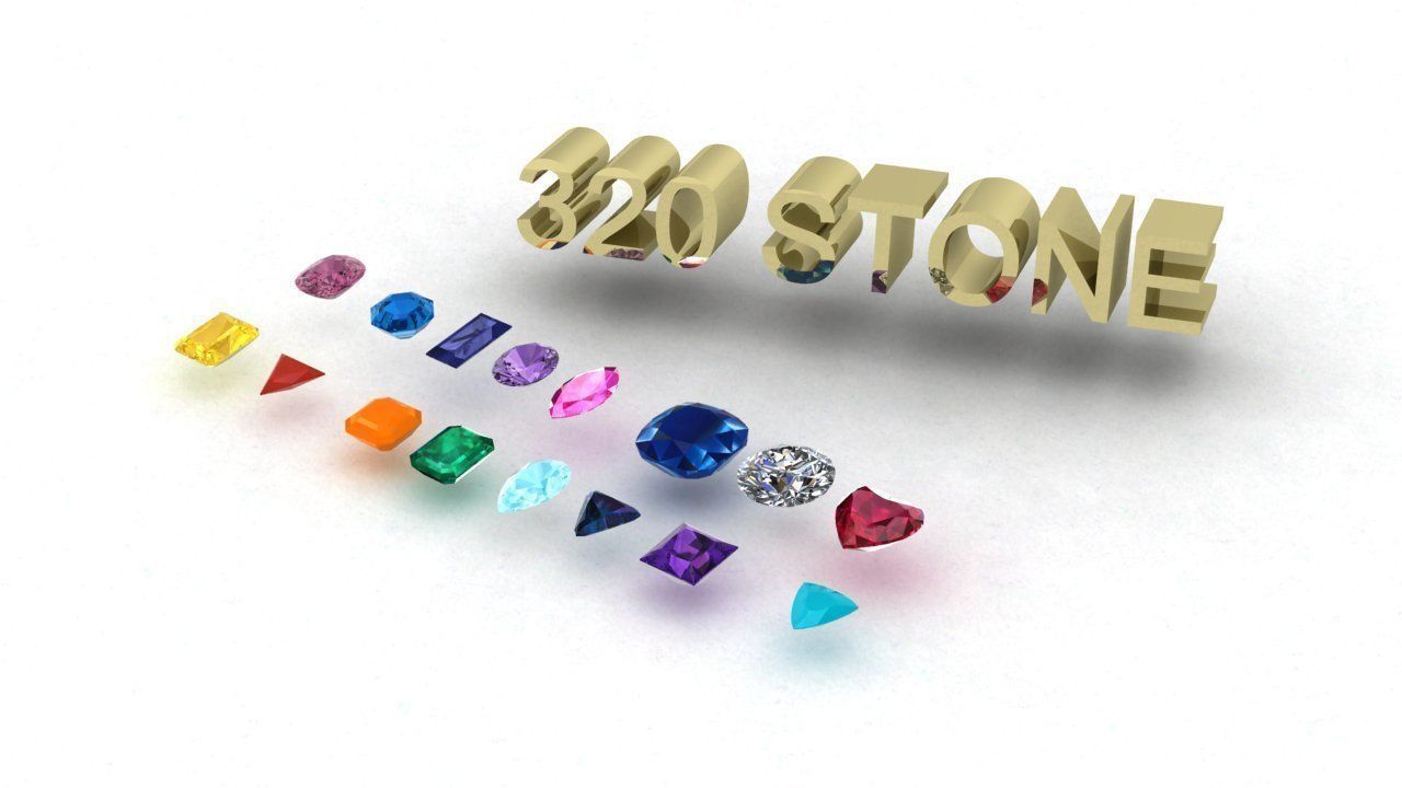 a Package of 320 Stones all shapes and sizes diamonds and gems 3D print model_25