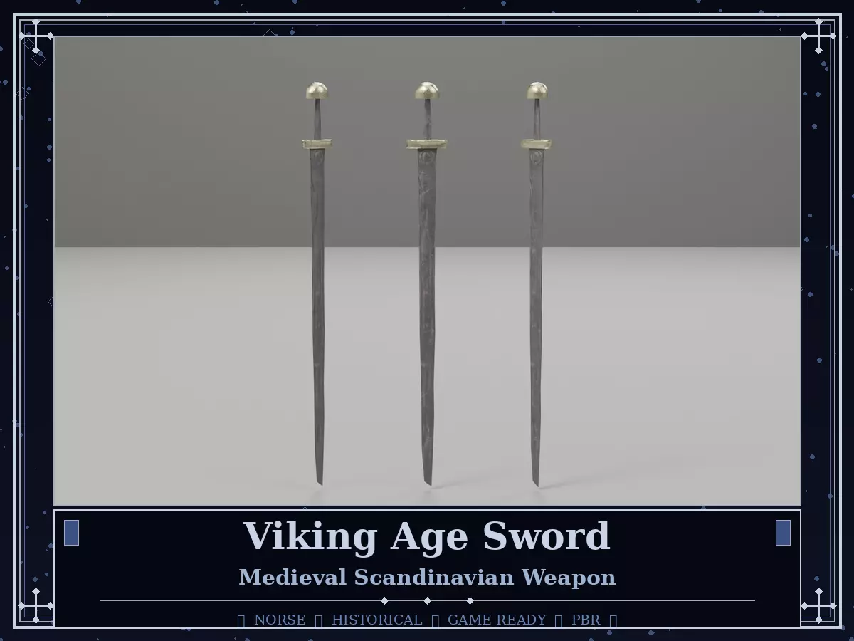 Viking Age Sword - Medieval Scandinavian Weapon Low-poly 3D model