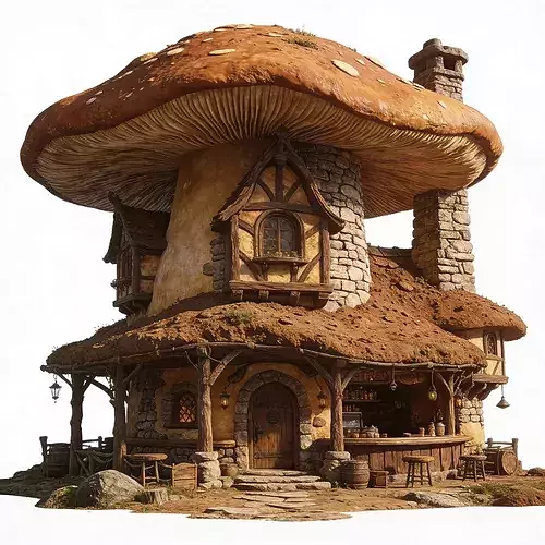 Earthy Medieval Mushroom Tavern 3D Model