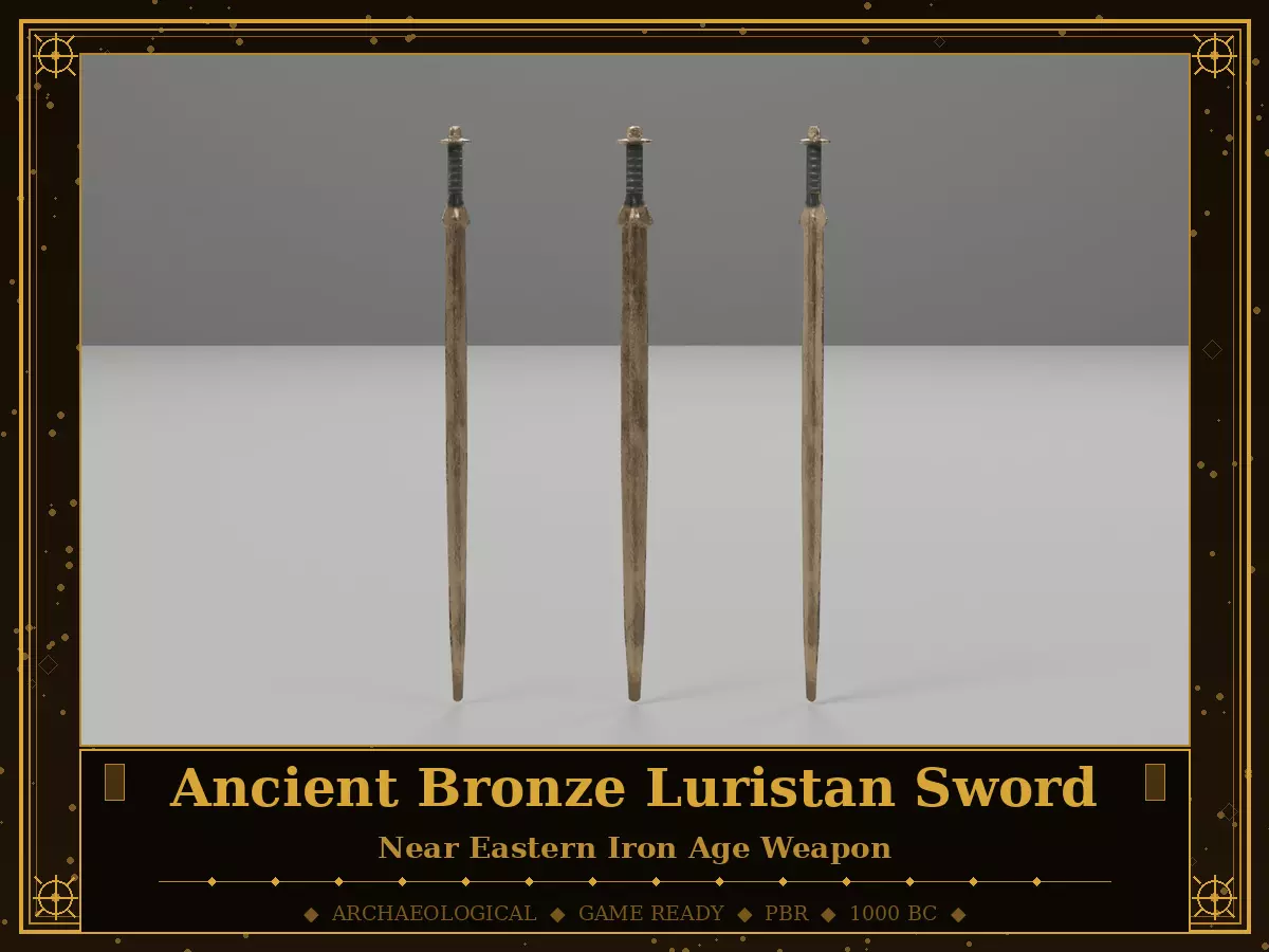 Ancient Bronze Luristan Sword - Near Eastern Iron Age Weapon Low-poly 3D model