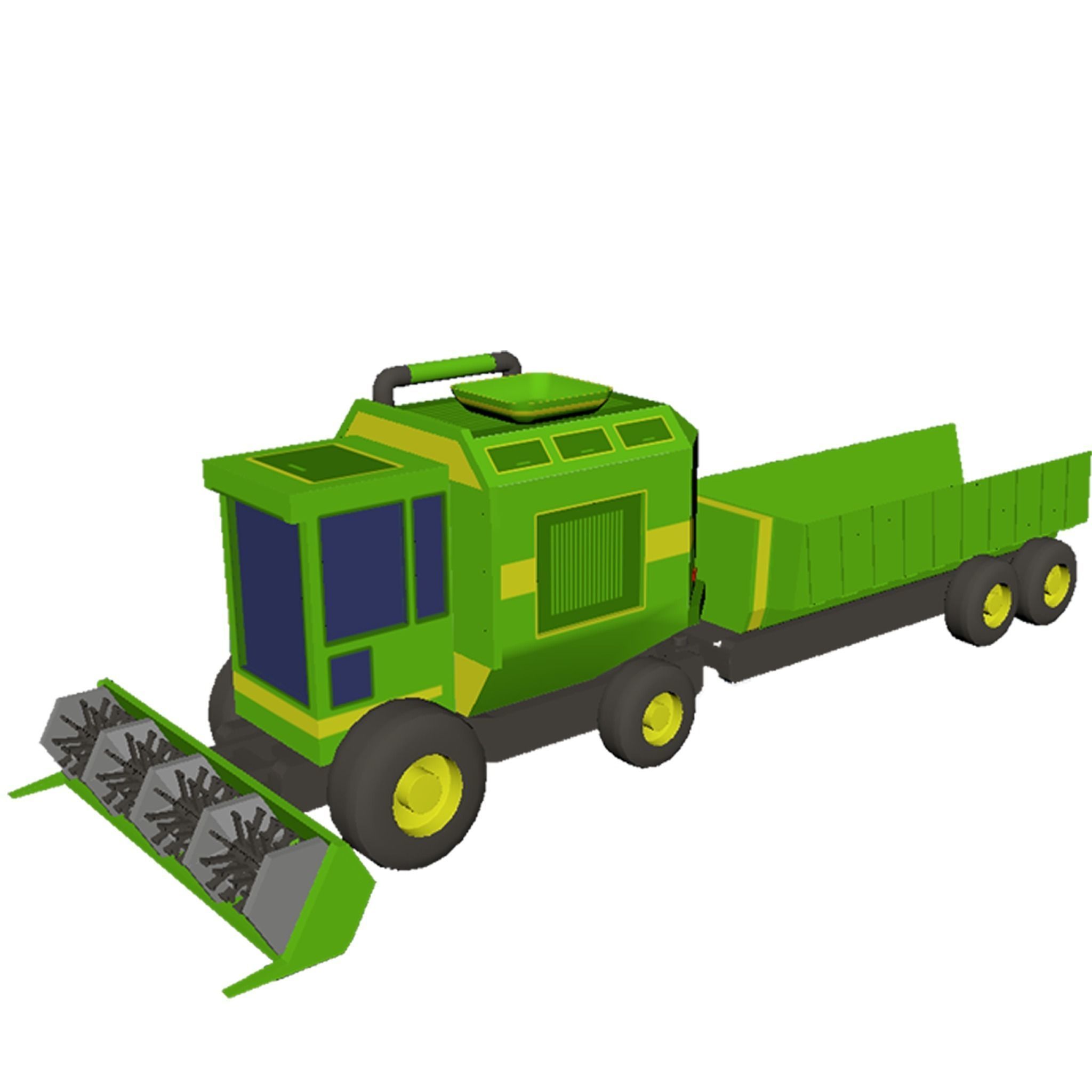 Combine Harvester Low Poly Free low-poly 3D model_1