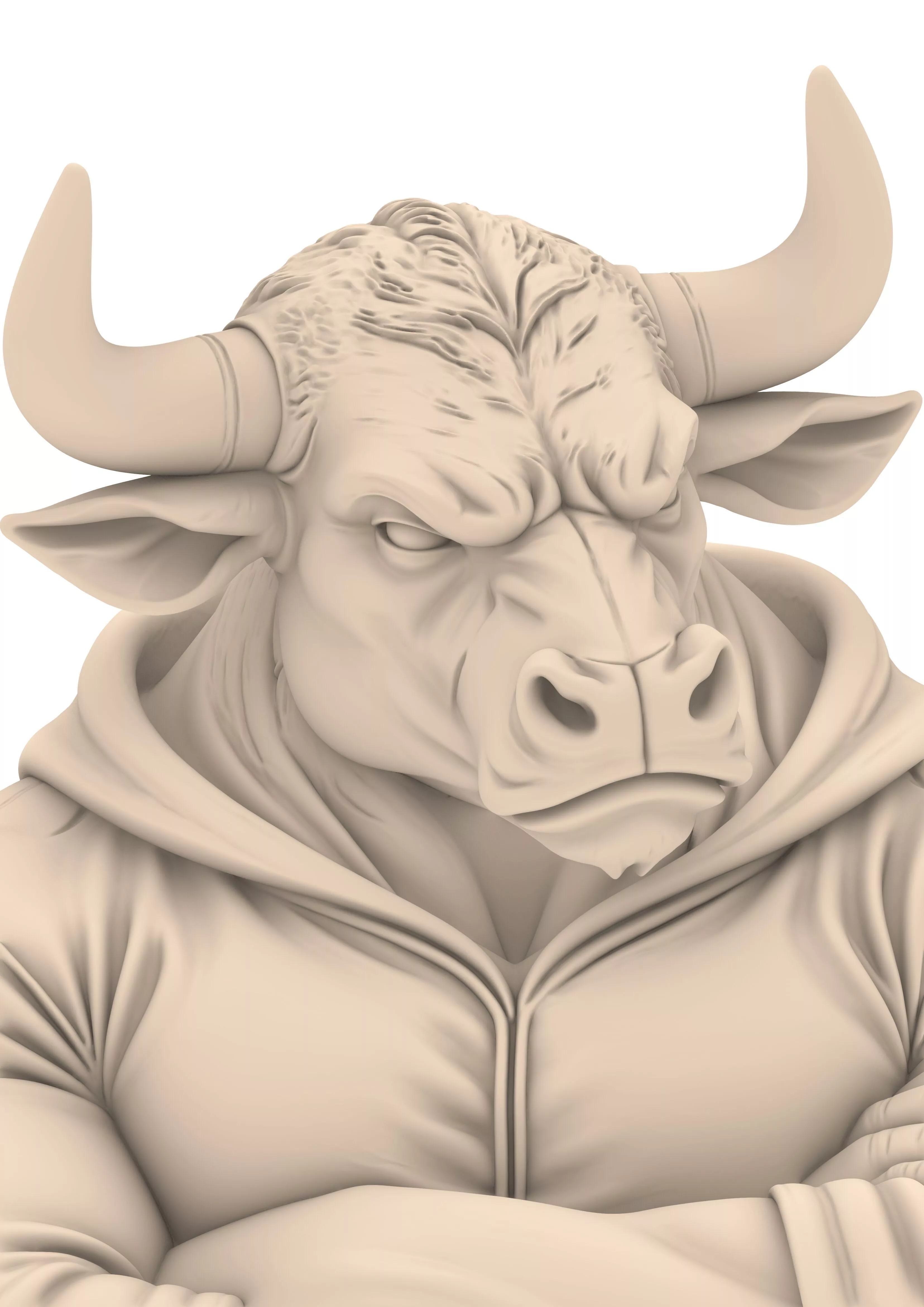Angry Bull Warrior Bust Fantasy Animal Sculpture 3D print model