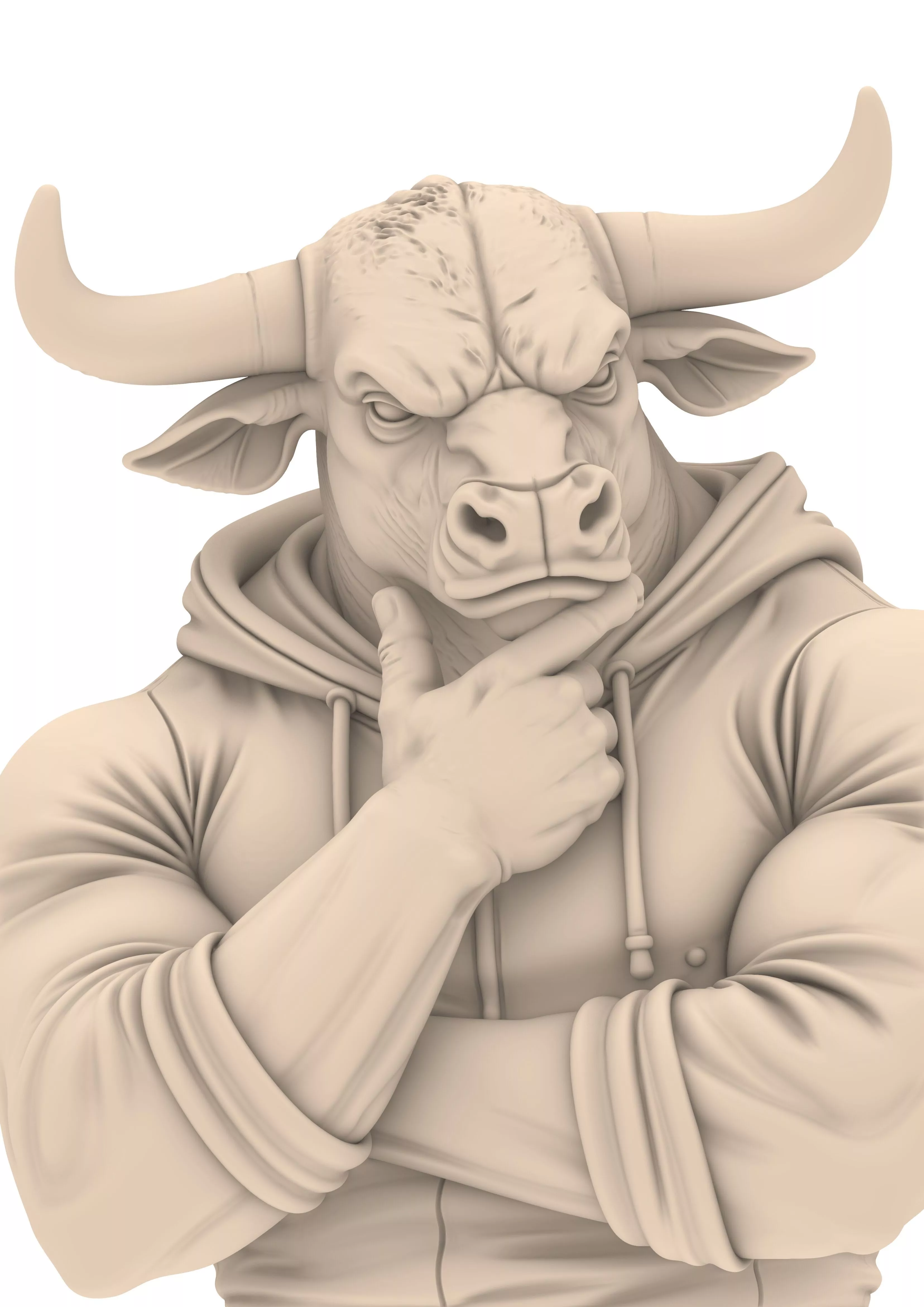 Angry Bull Warrior Bust Fantasy Animal Sculpture 3D print model