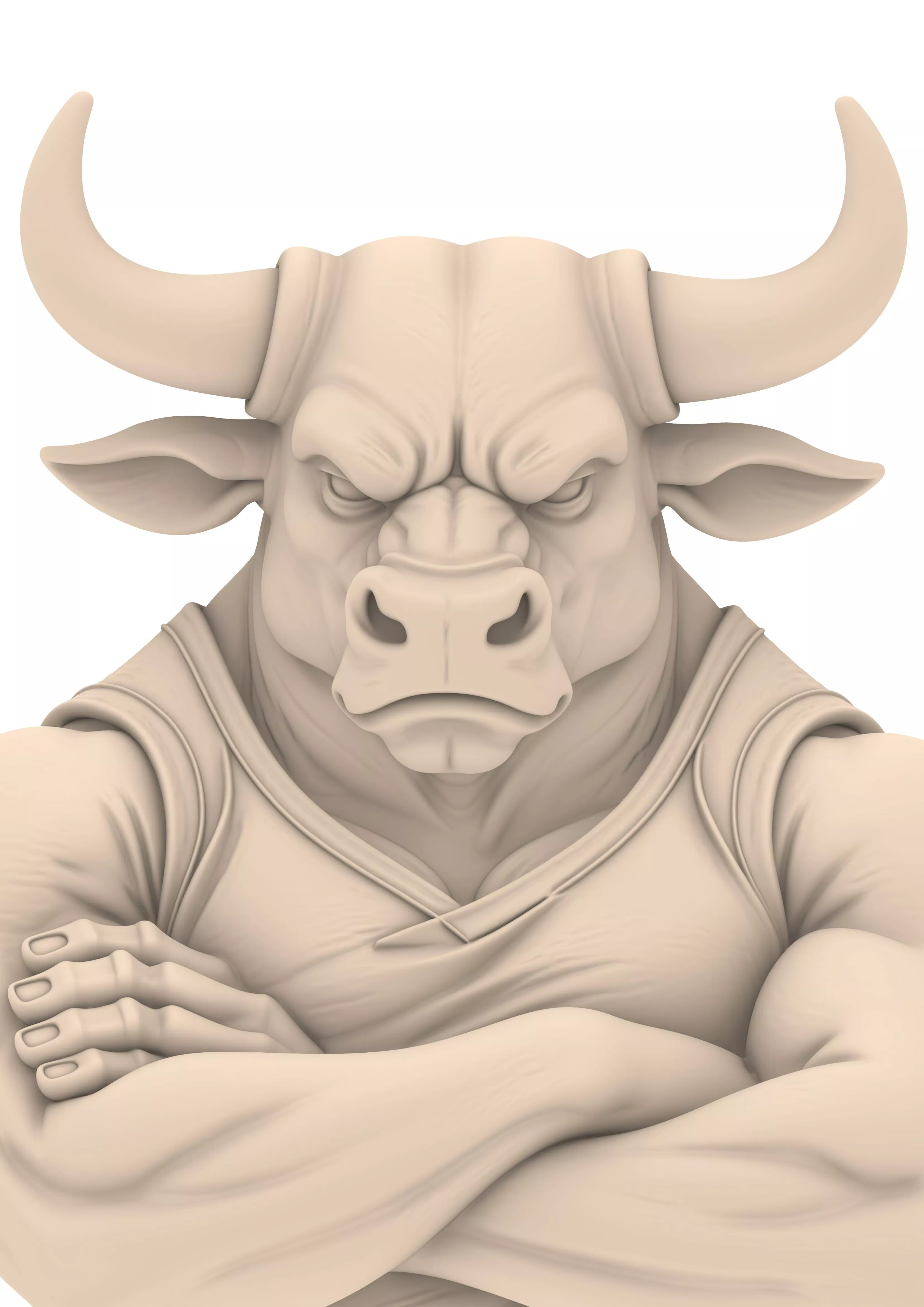 Angry Bull Warrior Bust Fantasy Animal Sculpture 3D print model
