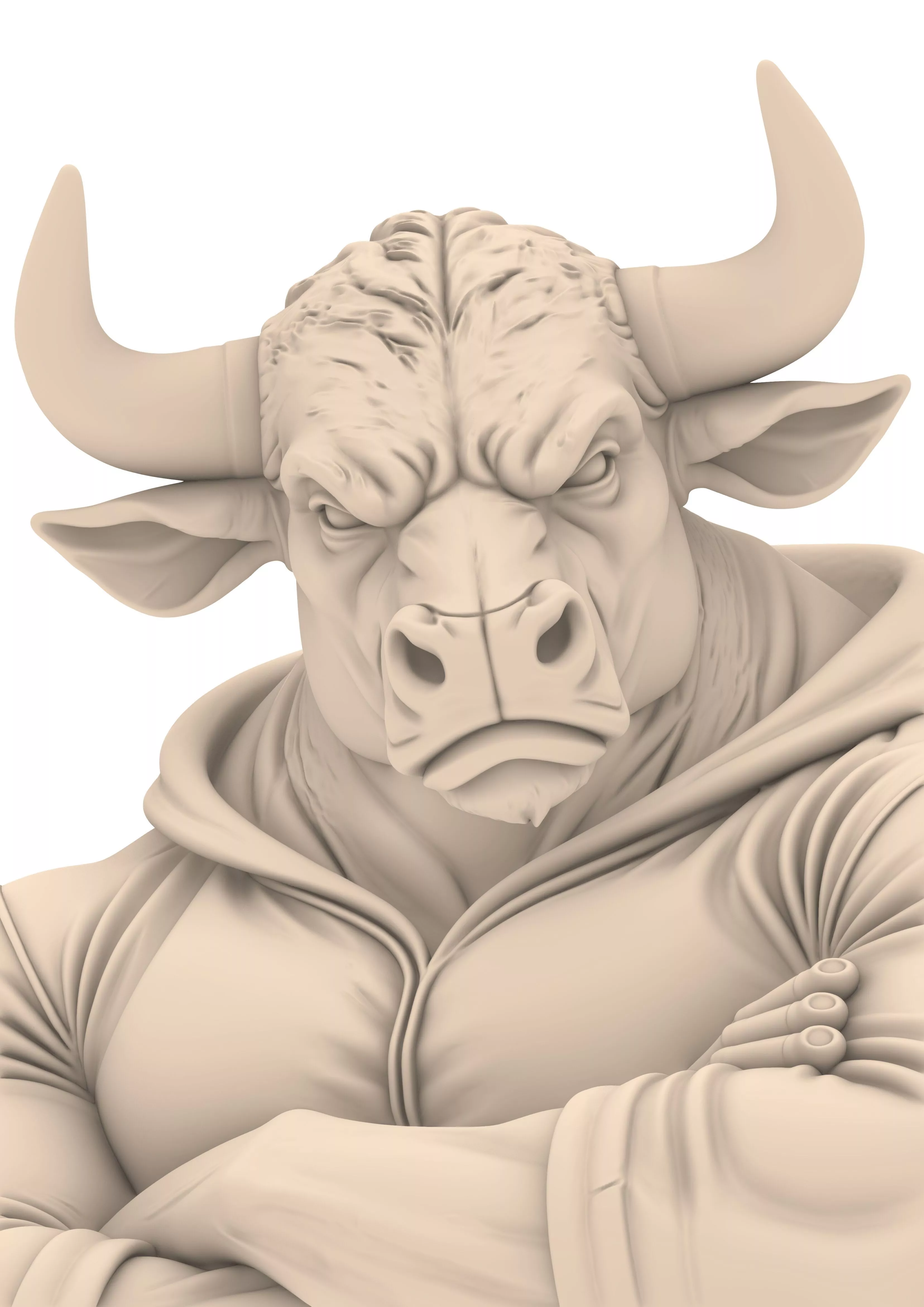 Angry Bull Warrior Bust Fantasy Animal Sculpture 3D print model