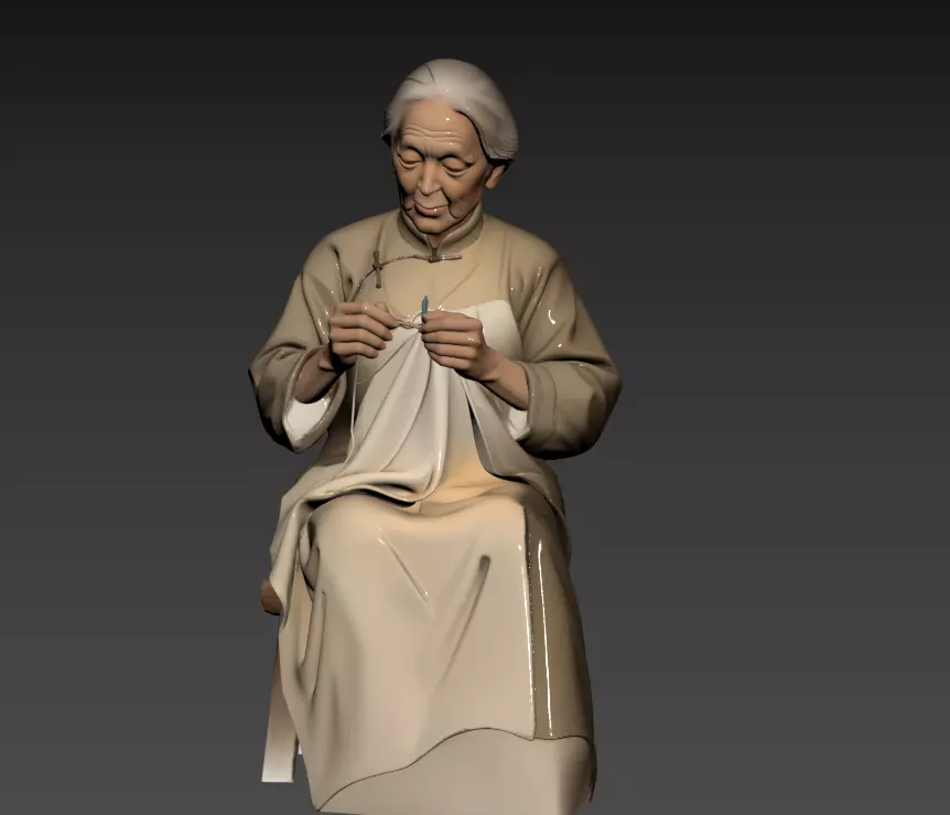B96- Chinese Style Scene - Mother s Hand Thread SonS Body Top 3D model