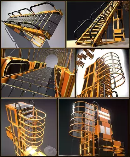 Sci-Fi Ladders and Stairs Package Orange Version