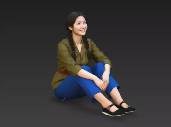 educated youth sent to the countryside sitting and resting 3D model