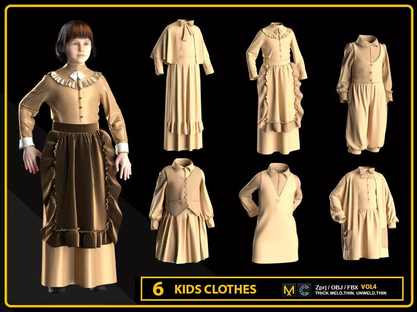 6 KIDS CLOTHES 3D model
