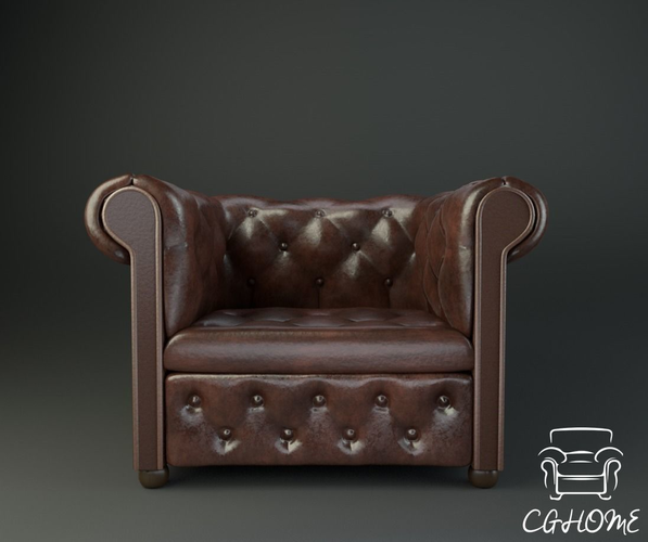 Low-Poly Chesterfield Chair  Low-poly 3D model