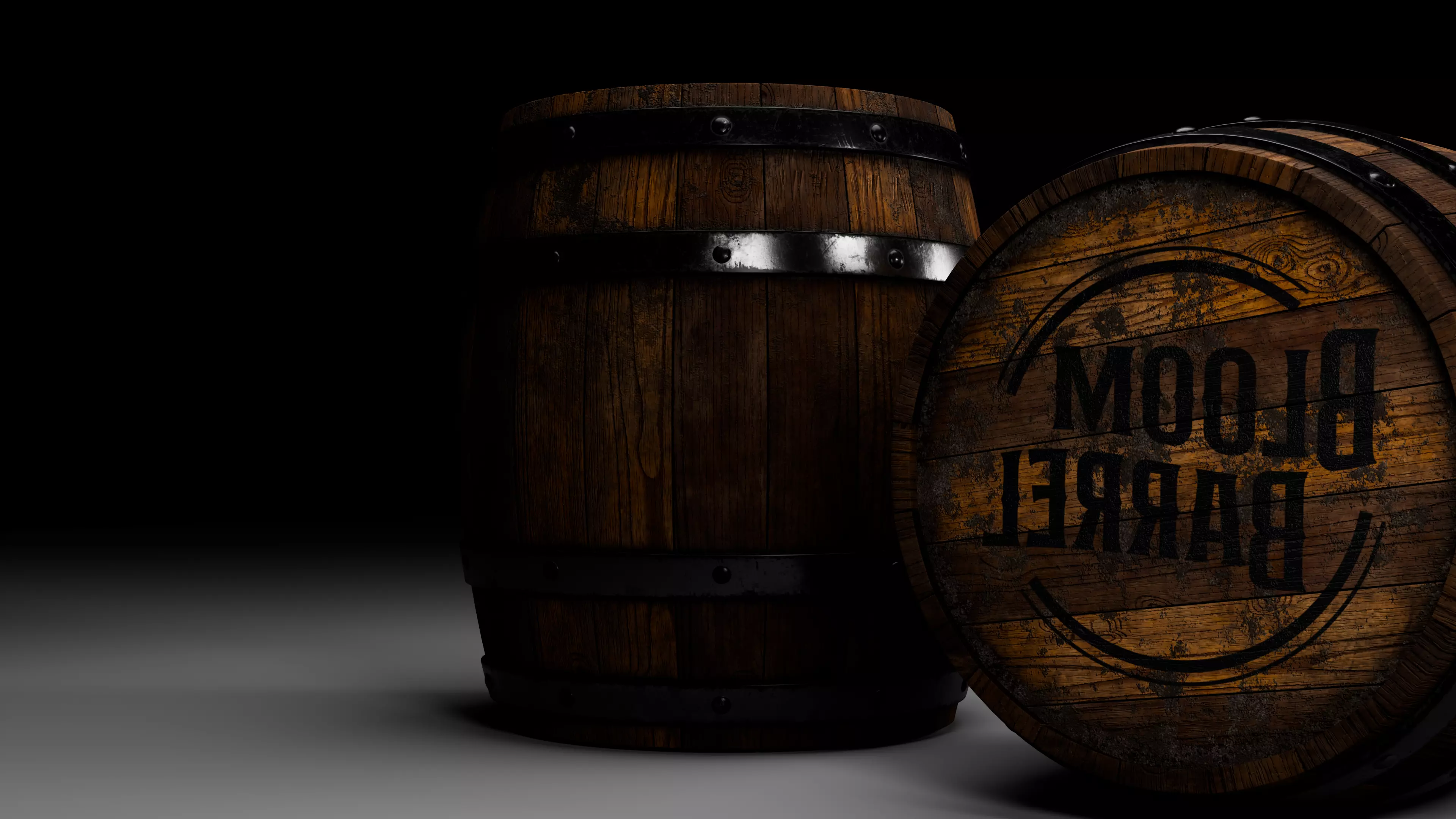 Realistic Wooden Whiskey Barrel 3D Model PBR Game Ready Free low-poly 3D model