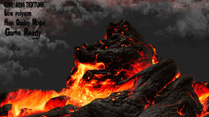 lava mountain Low-poly 3D model