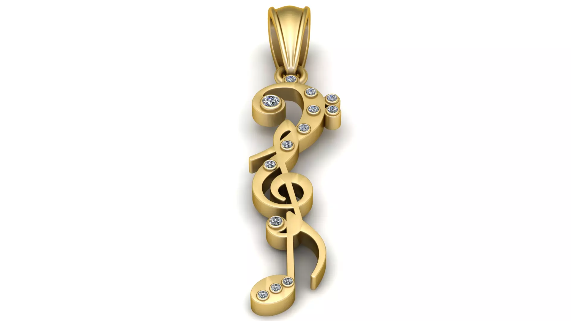 Luxury Diamond Treble Clef Pendant 3D Model 3D print model