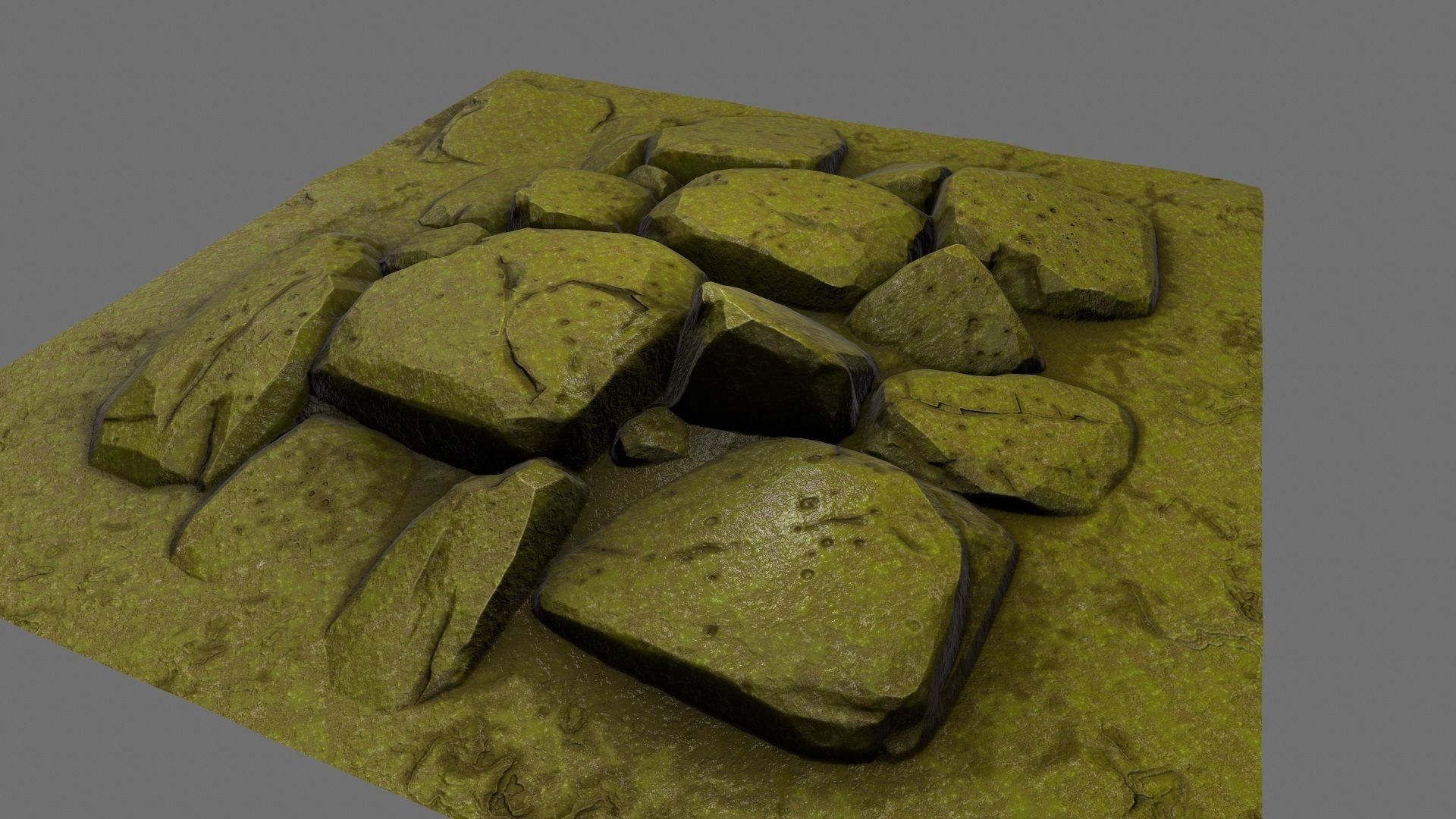rock moss 1 Low-poly 3D model_7