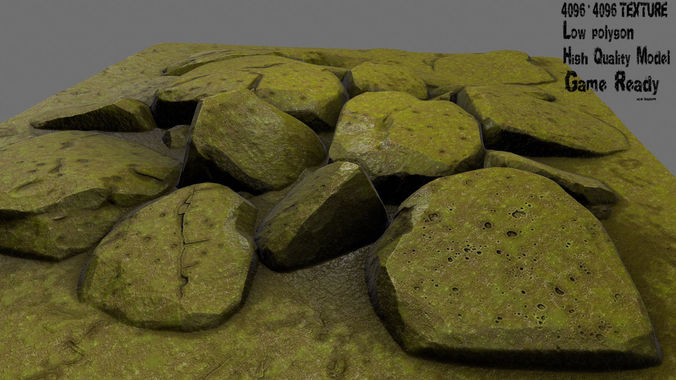 rock moss 1 Low-poly 3D model