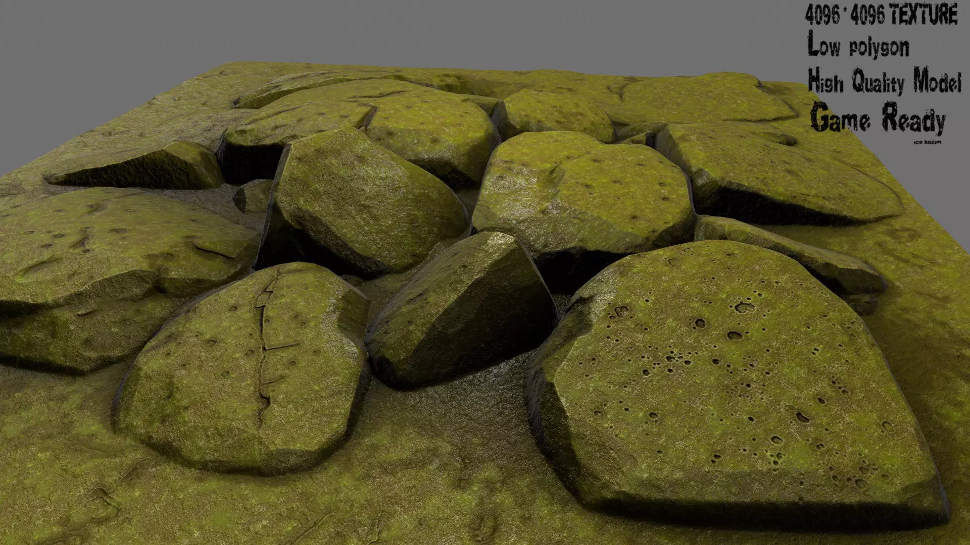 rock moss 1 Low-poly 3D model_0